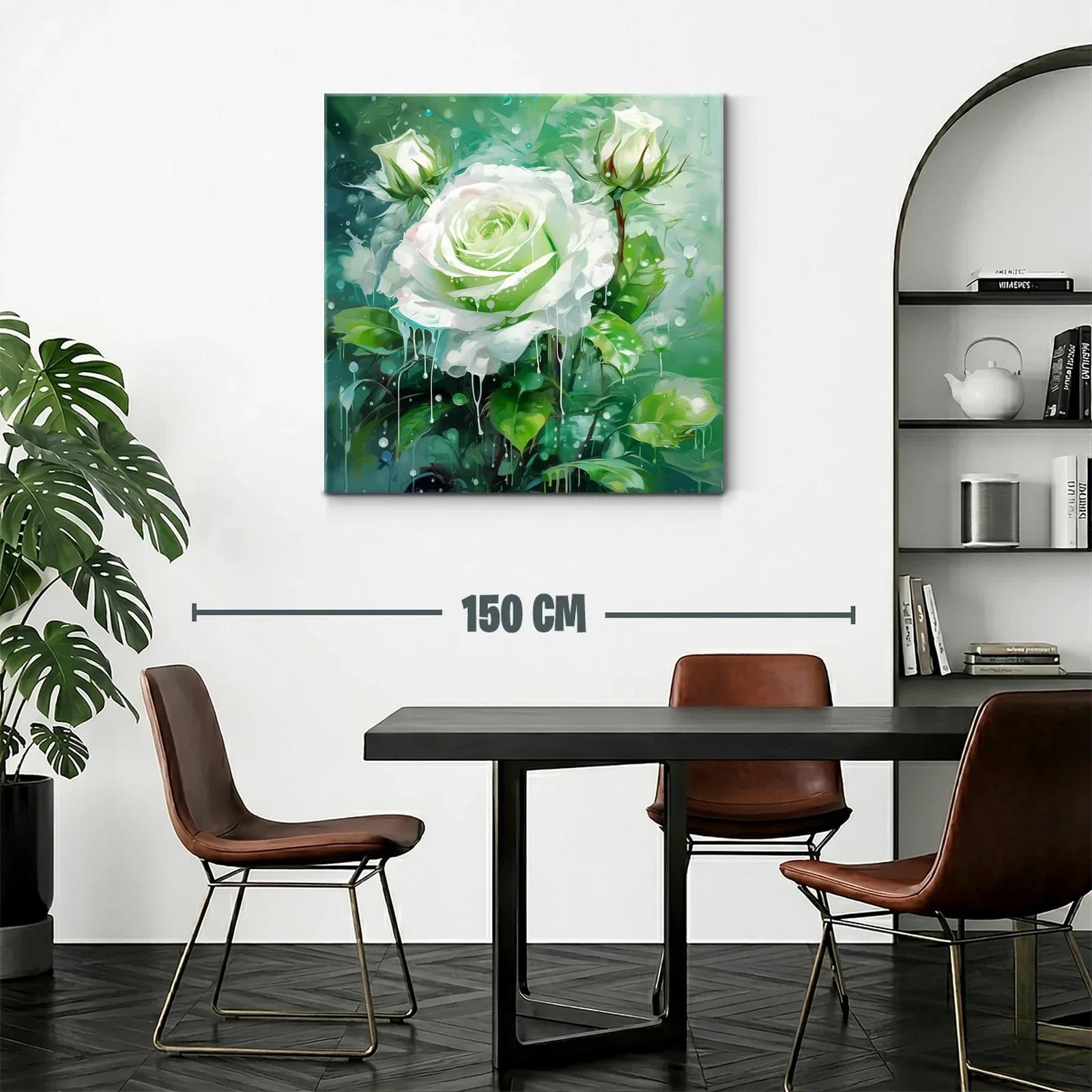Rosa blanca sobre fondo verde con efecto acuarela — miniatura 2