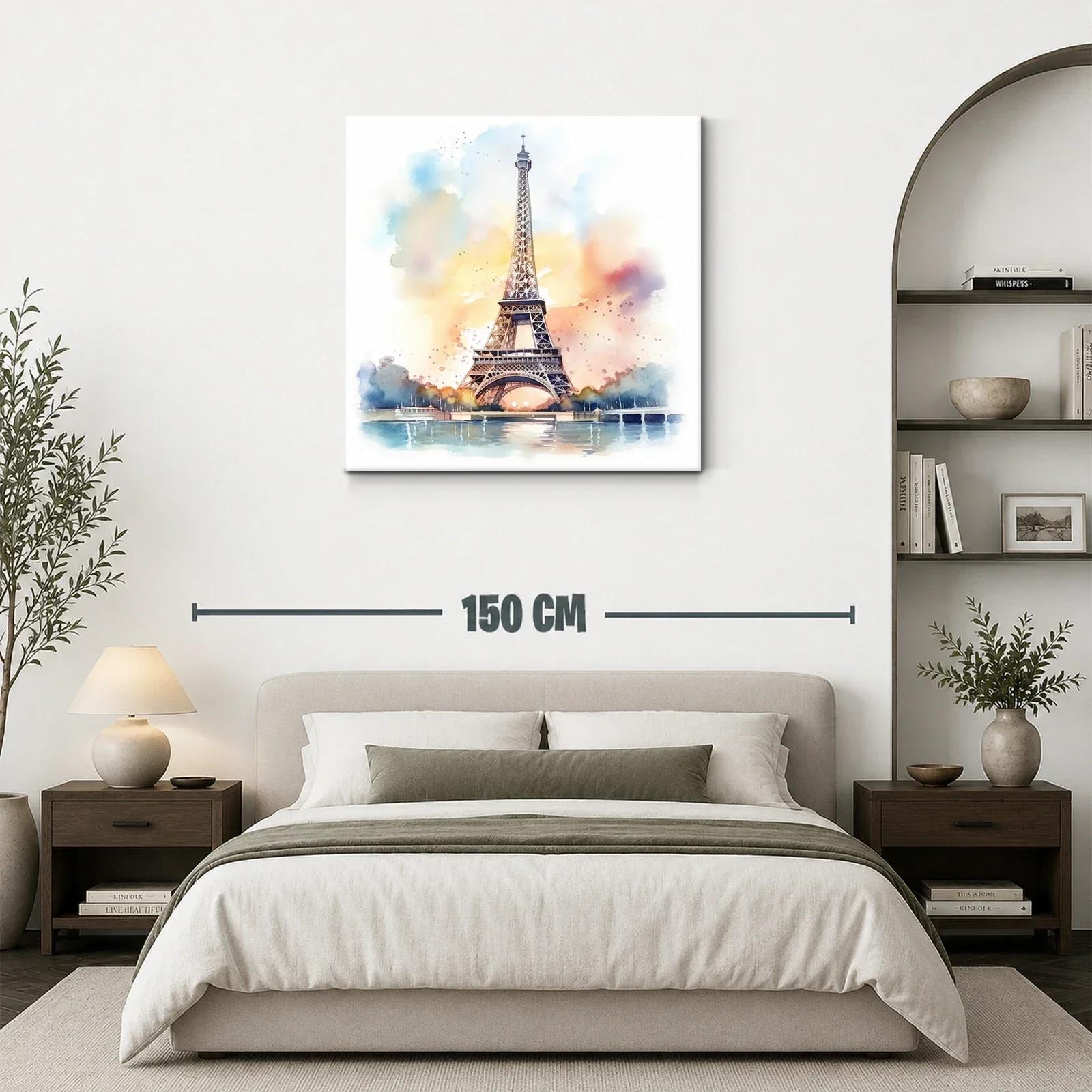 Cuadro Torre Eiffel en Acuarela con Tonos Suaves y Cálidos — miniatura 3