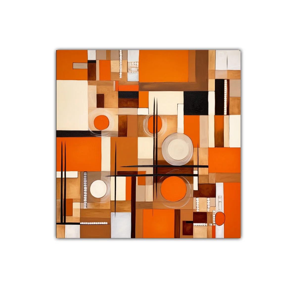 Cuadro abstracto con formas geométricas y tonos cálidos