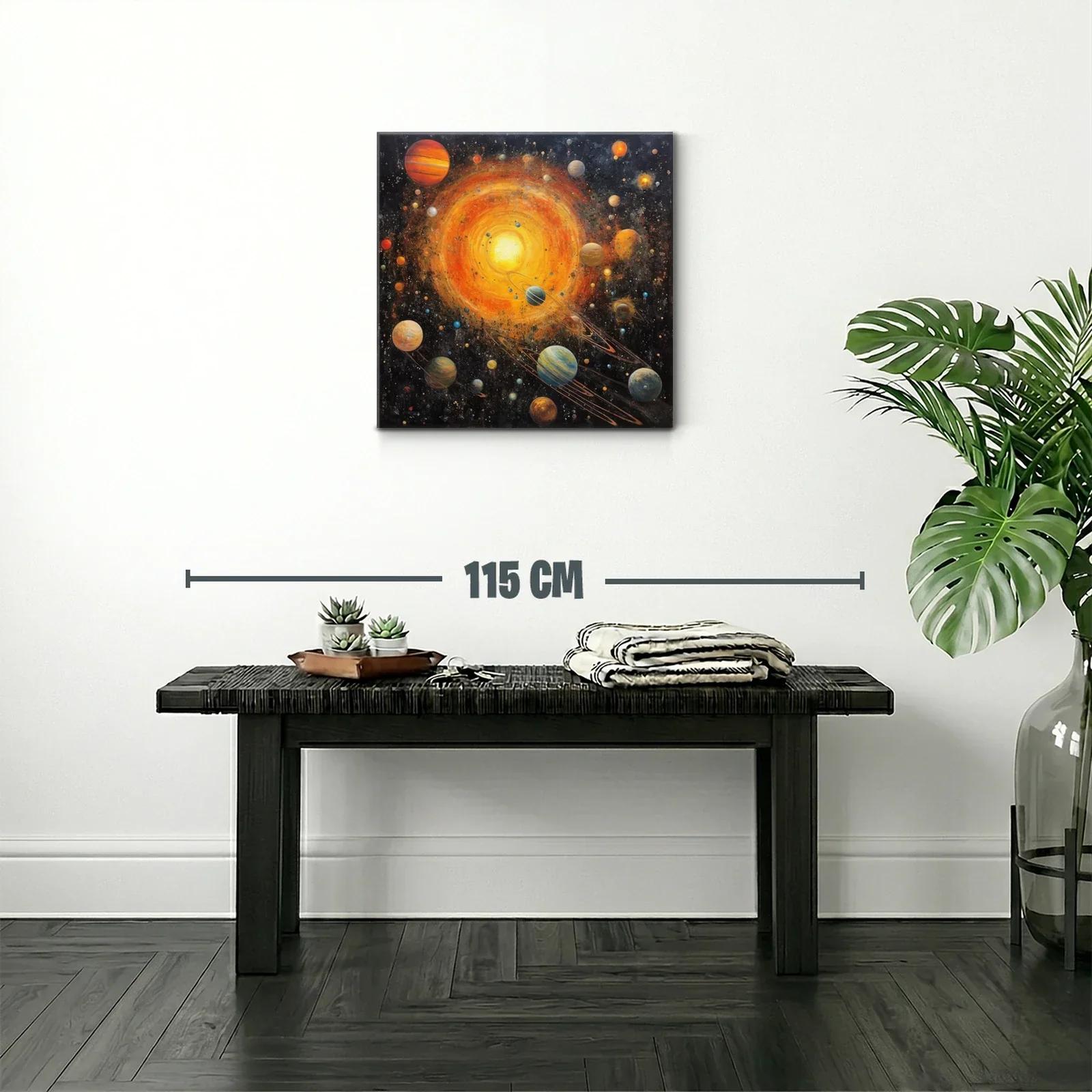 Cuadro Galaxia Vibrante con Planetas y Sol Radiante — miniatura 2