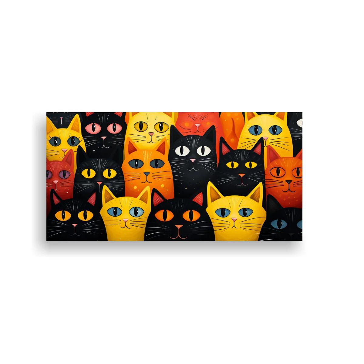 Cuadro gatos formando un patrón compacto de rostros felinos — imagen principal