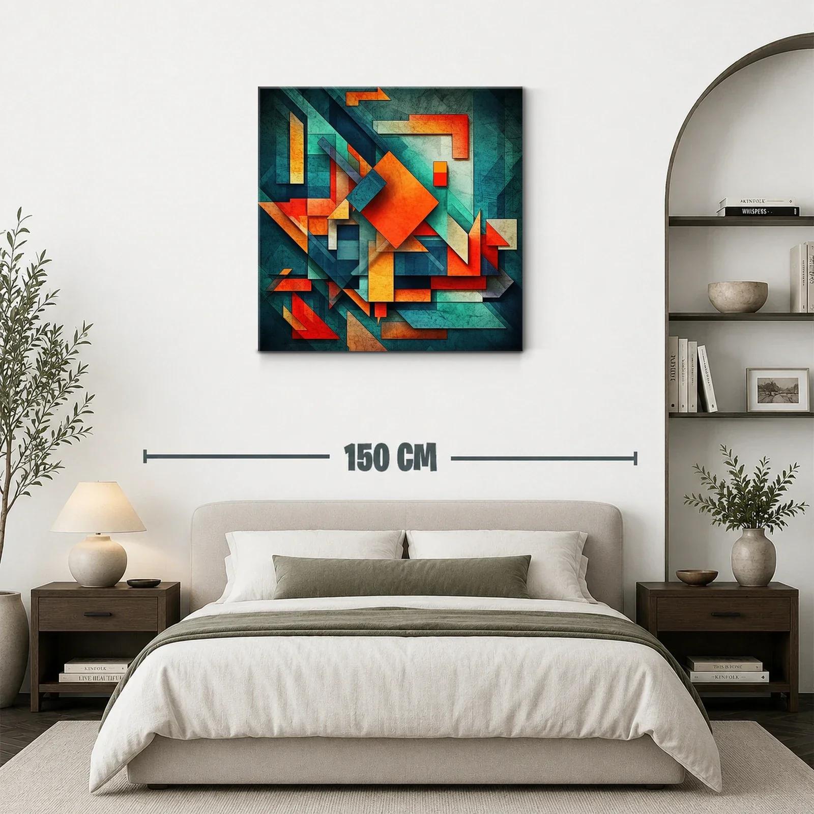 Composición abstracta vibrante en tonos naranja y azul — miniatura 3