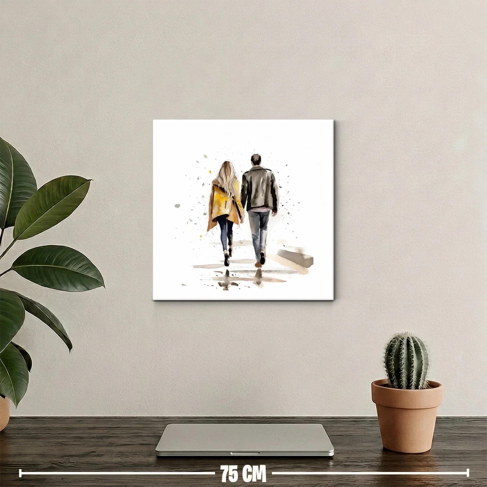 Pareja Caminando de Espaldas en Tonos Cálidos y Neutros — miniatura 2