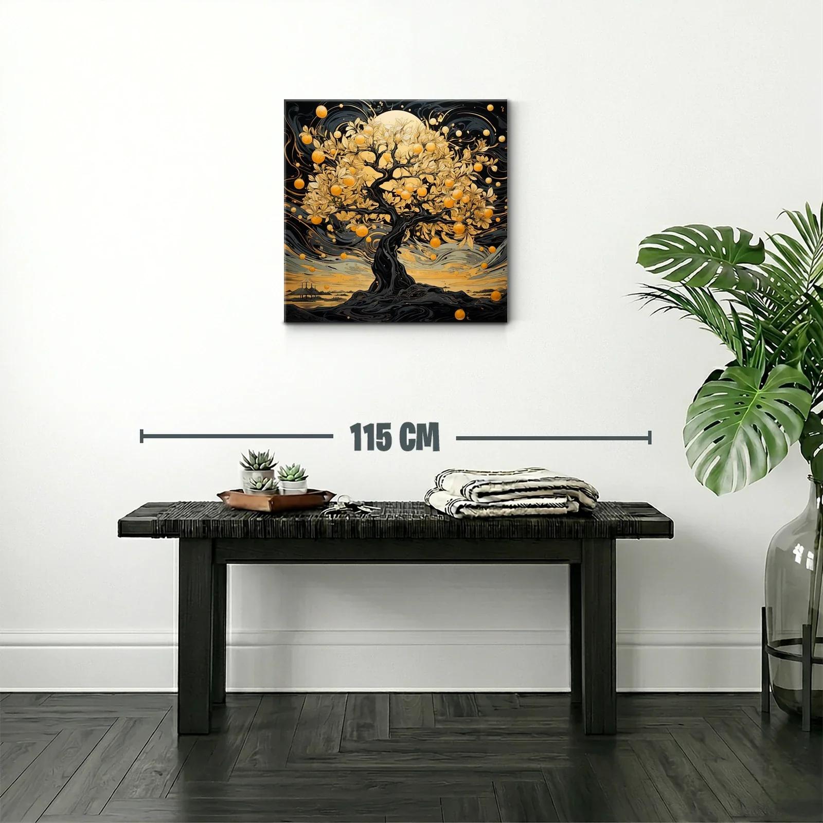 Árbol dorado brillante con frutos en paisaje onírico — miniatura 2