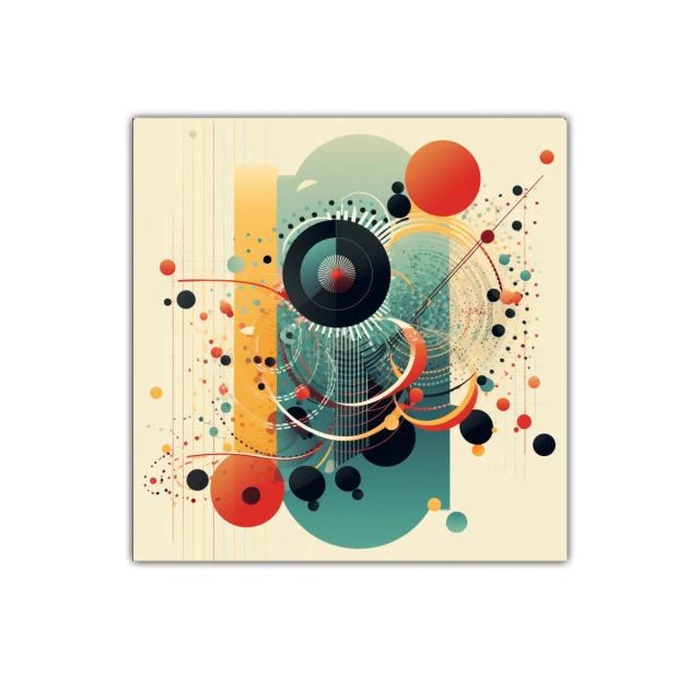 Composición abstracta con formas geométricas y tonos cálidos