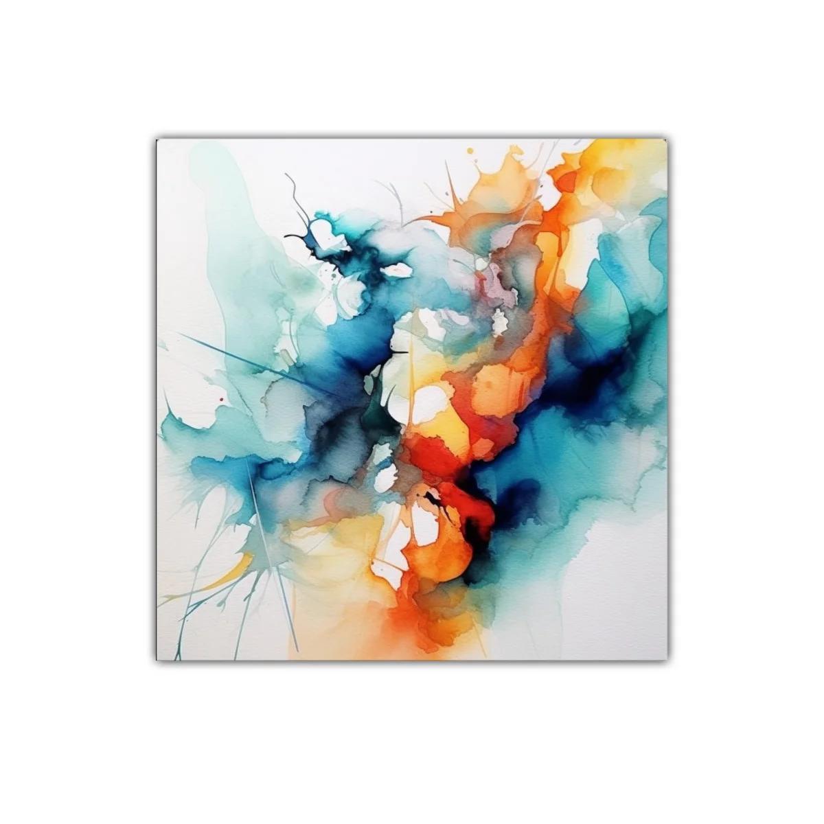 Cuadro abstracto con tonos vibrantes y formas fluidas