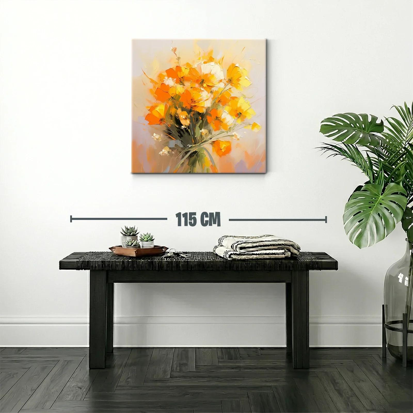 Cuadro floral vibrante en tonos naranja y amarillo — miniatura 2