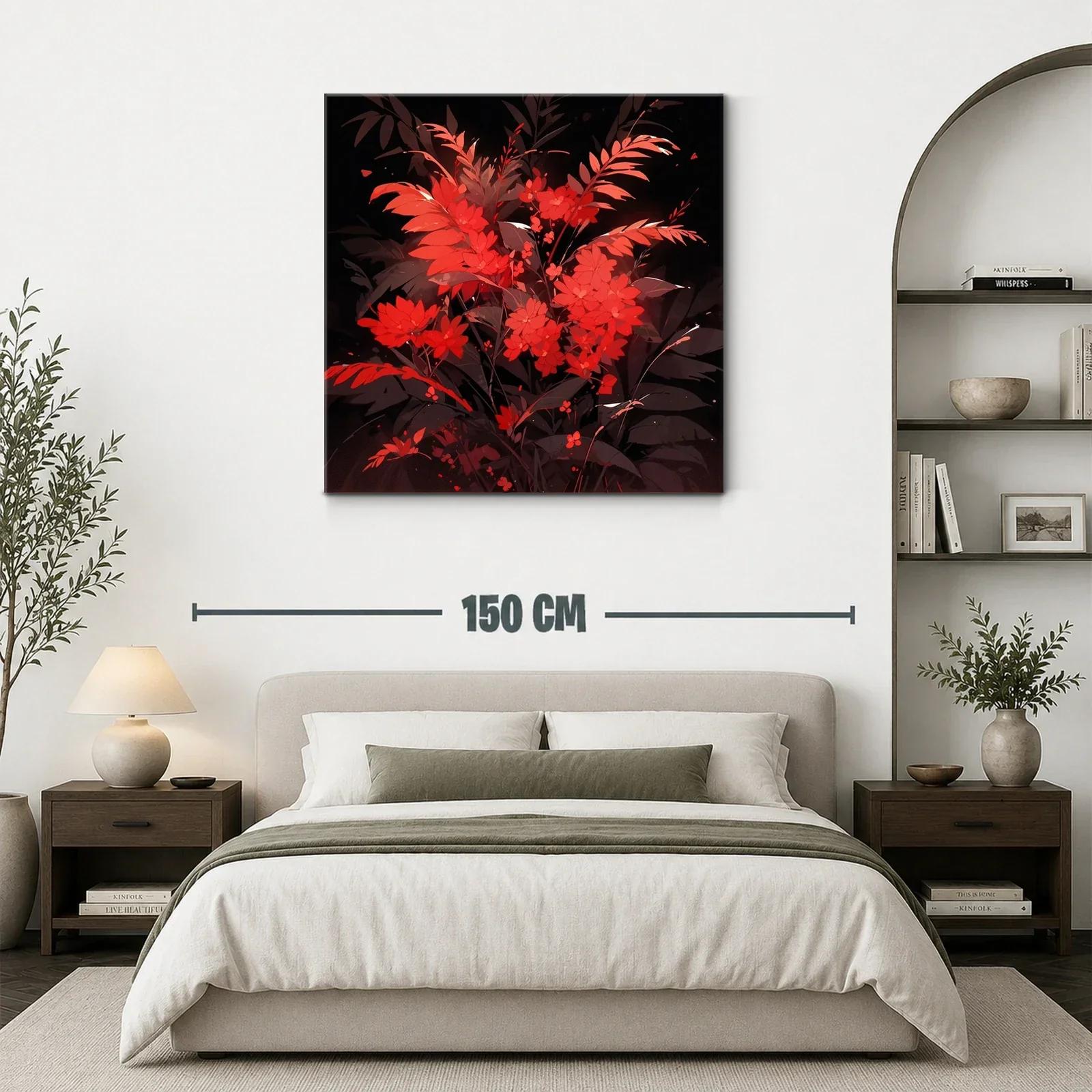 Ramo vibrante con flores rojas sobre fondo oscuro — miniatura 3