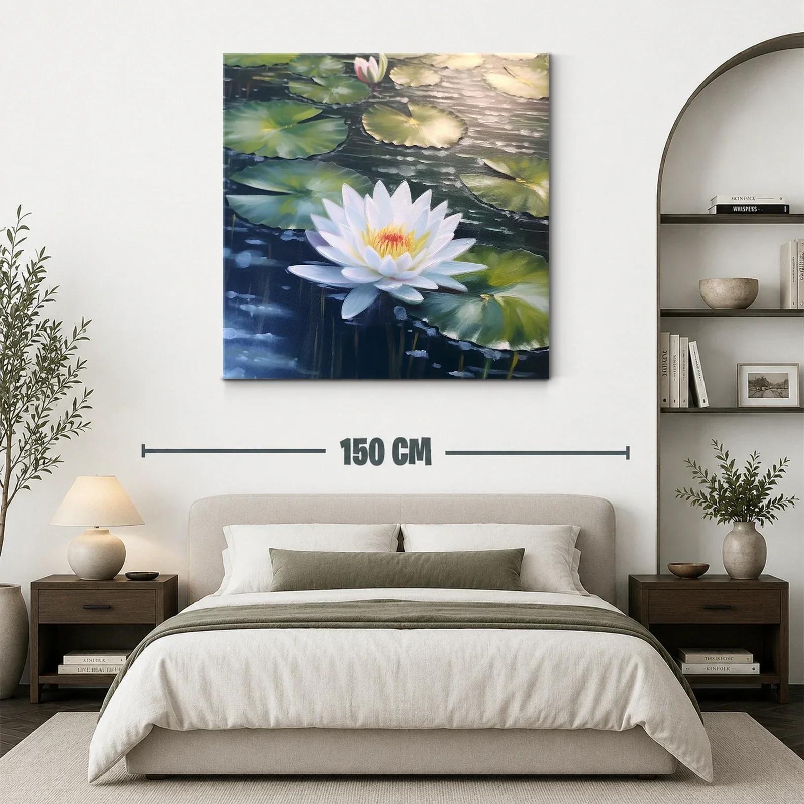Flor de loto blanca en estanque sereno y natural — miniatura 3
