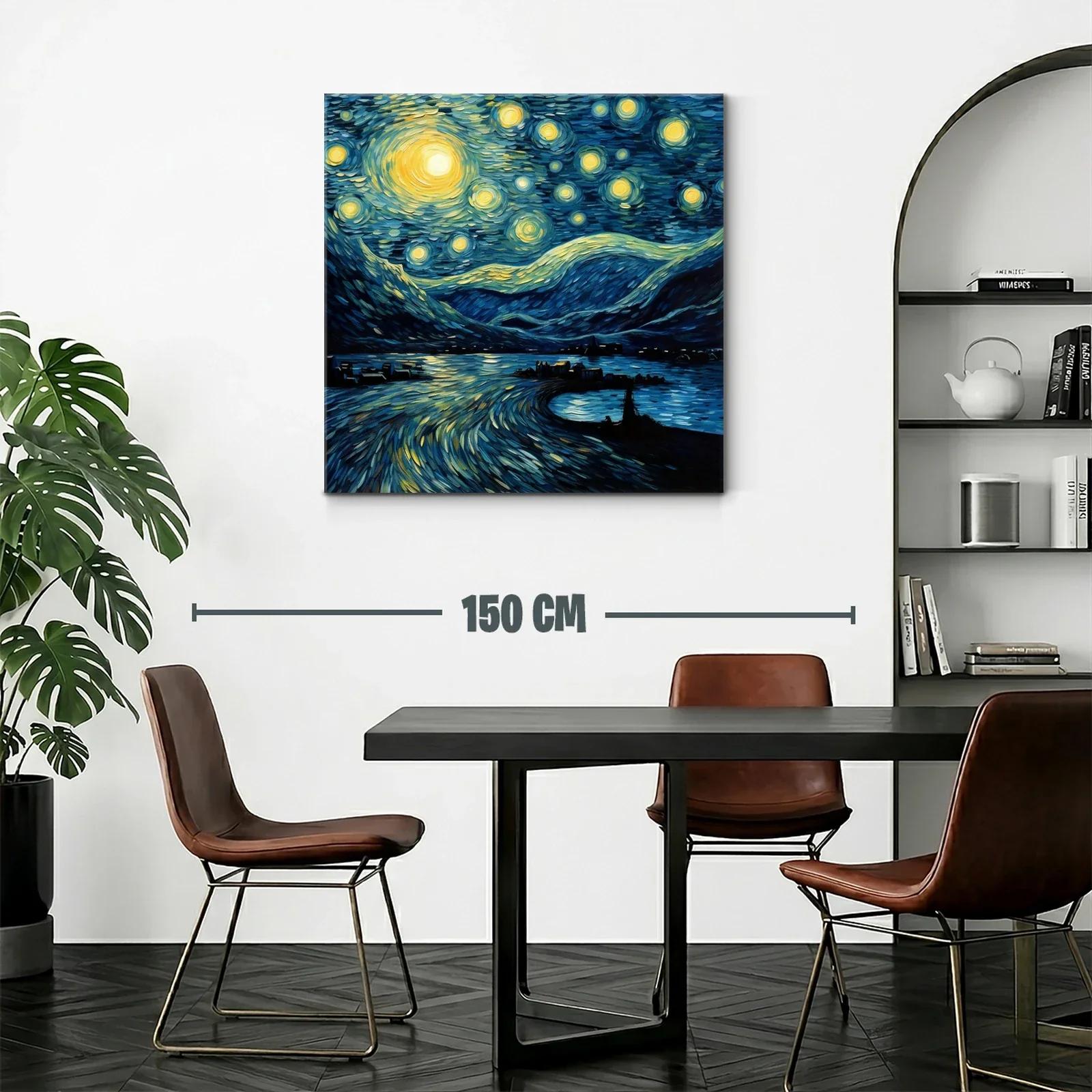 Paisaje nocturno con cielo estrellado y reflejos vibrantes — miniatura 2