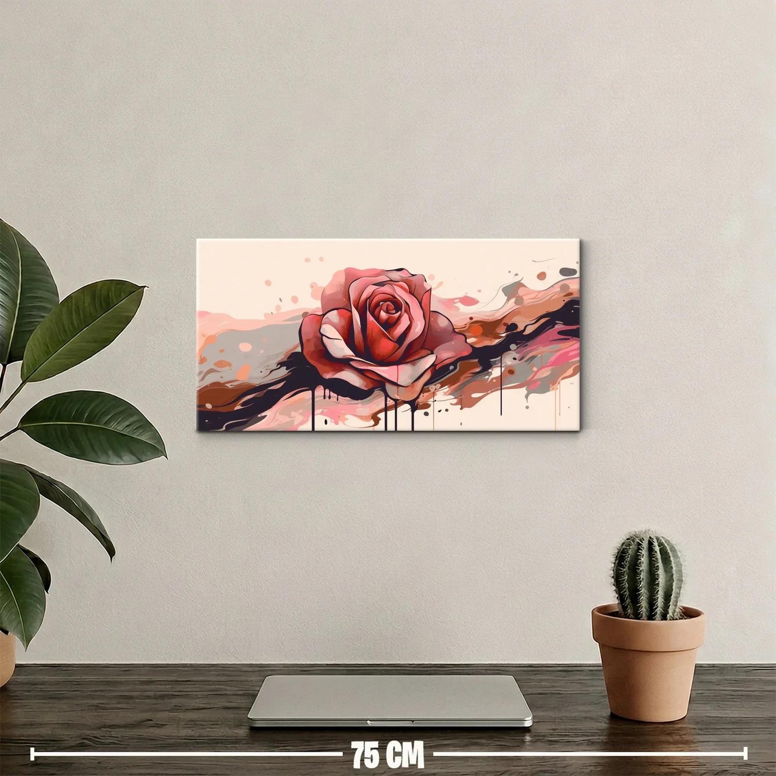 Cuadro rosa roja con pinceladas abstractas — miniatura 2