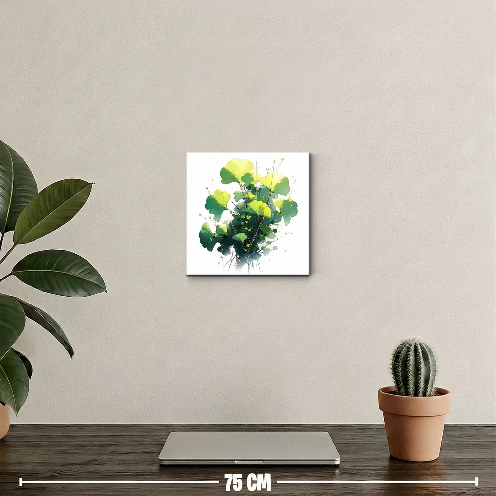Cuadro decorativo con hojas verdes y detalles sutiles — miniatura 2