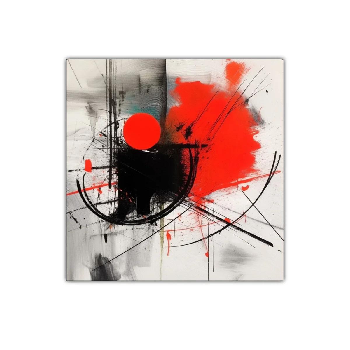 Composición abstracta con círculos rojos y trazos dinámicos — miniatura 1