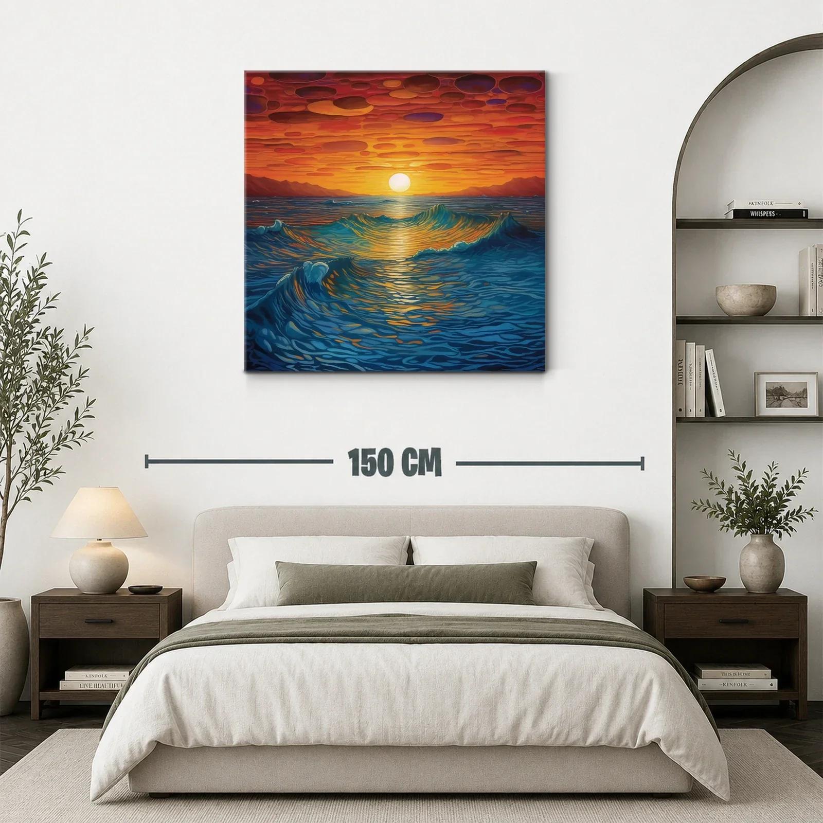 Atardecer vibrante sobre el mar con olas en movimiento — miniatura 3