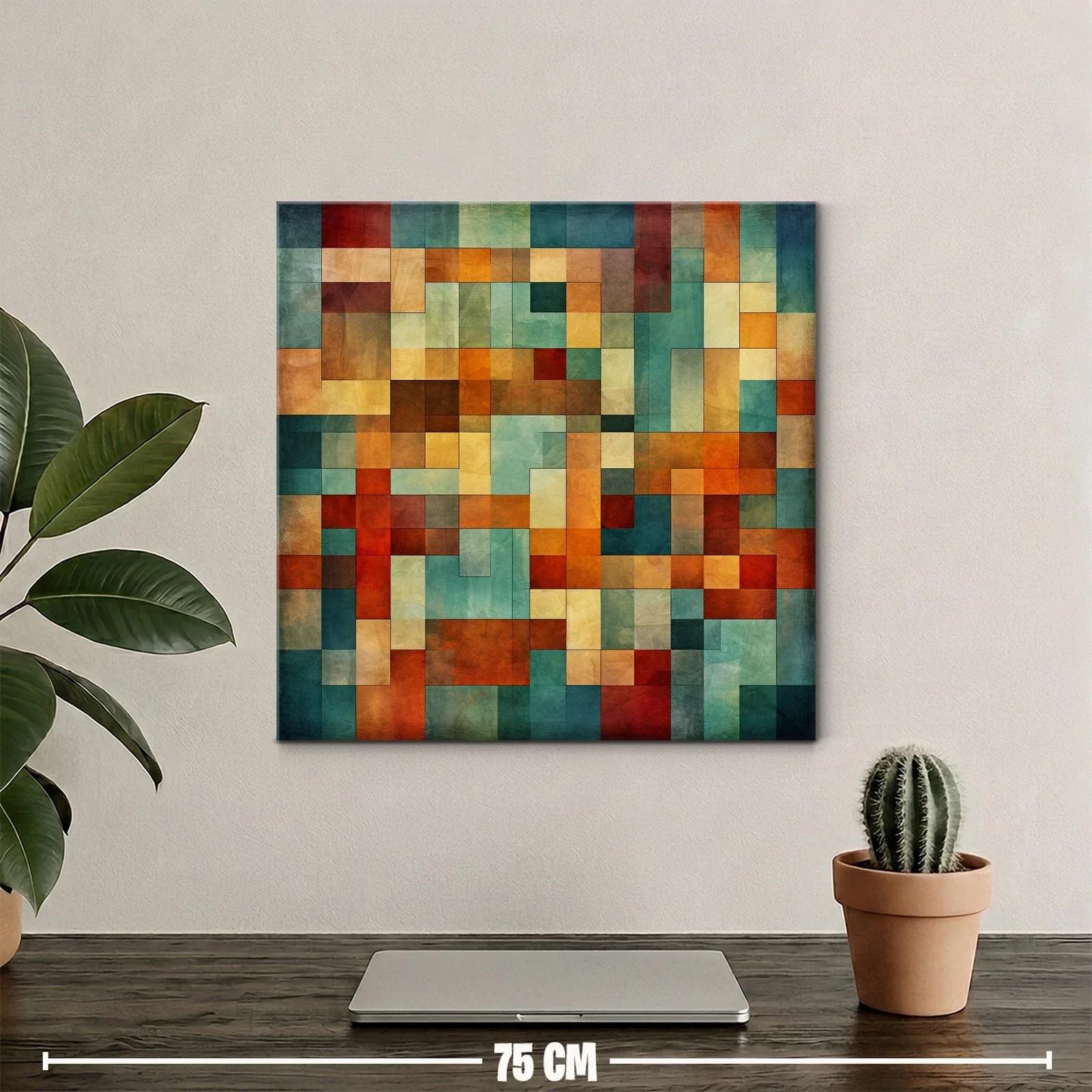 Composición abstracta con bloques en tonos cálidos y frescos — miniatura 2