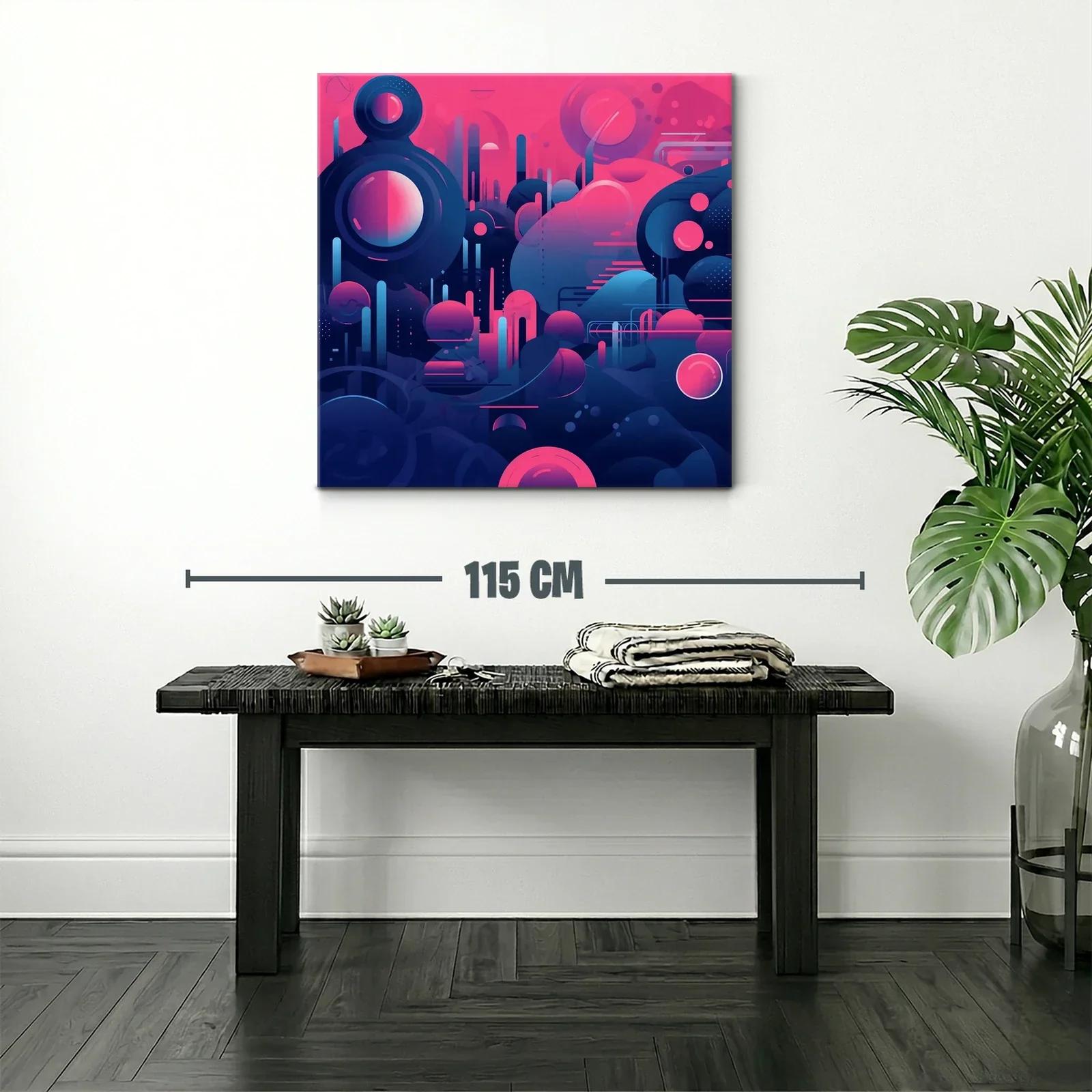 Composición abstracta futurista en tonos azul y rosa brillante — miniatura 2