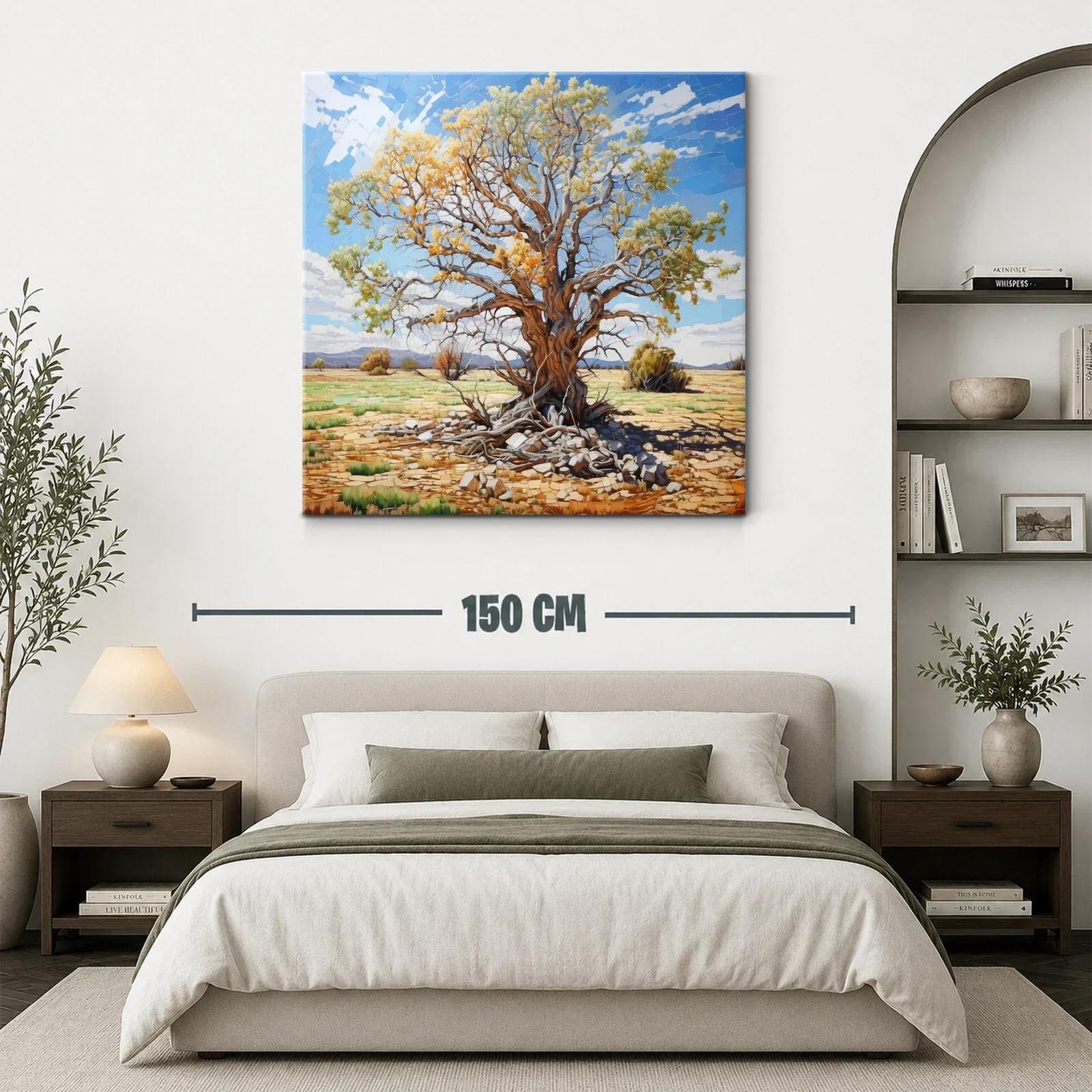 Árbol con hojas doradas en paisaje soleado — miniatura 3