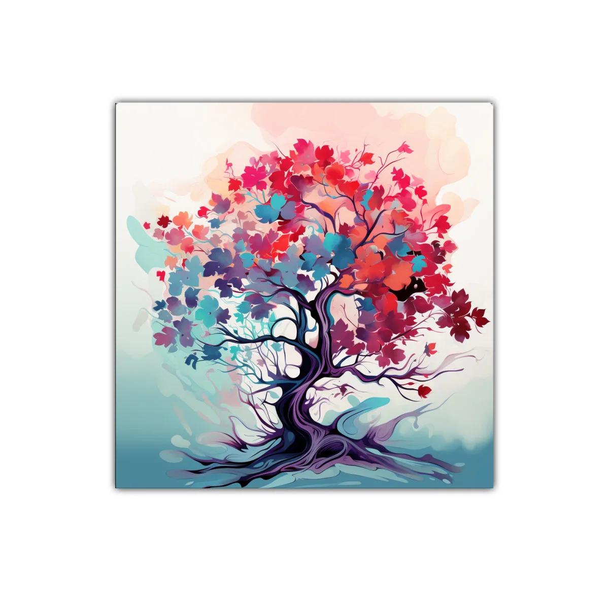 Árbol colorido con hojas vibrantes y formas fluidas — imagen principal