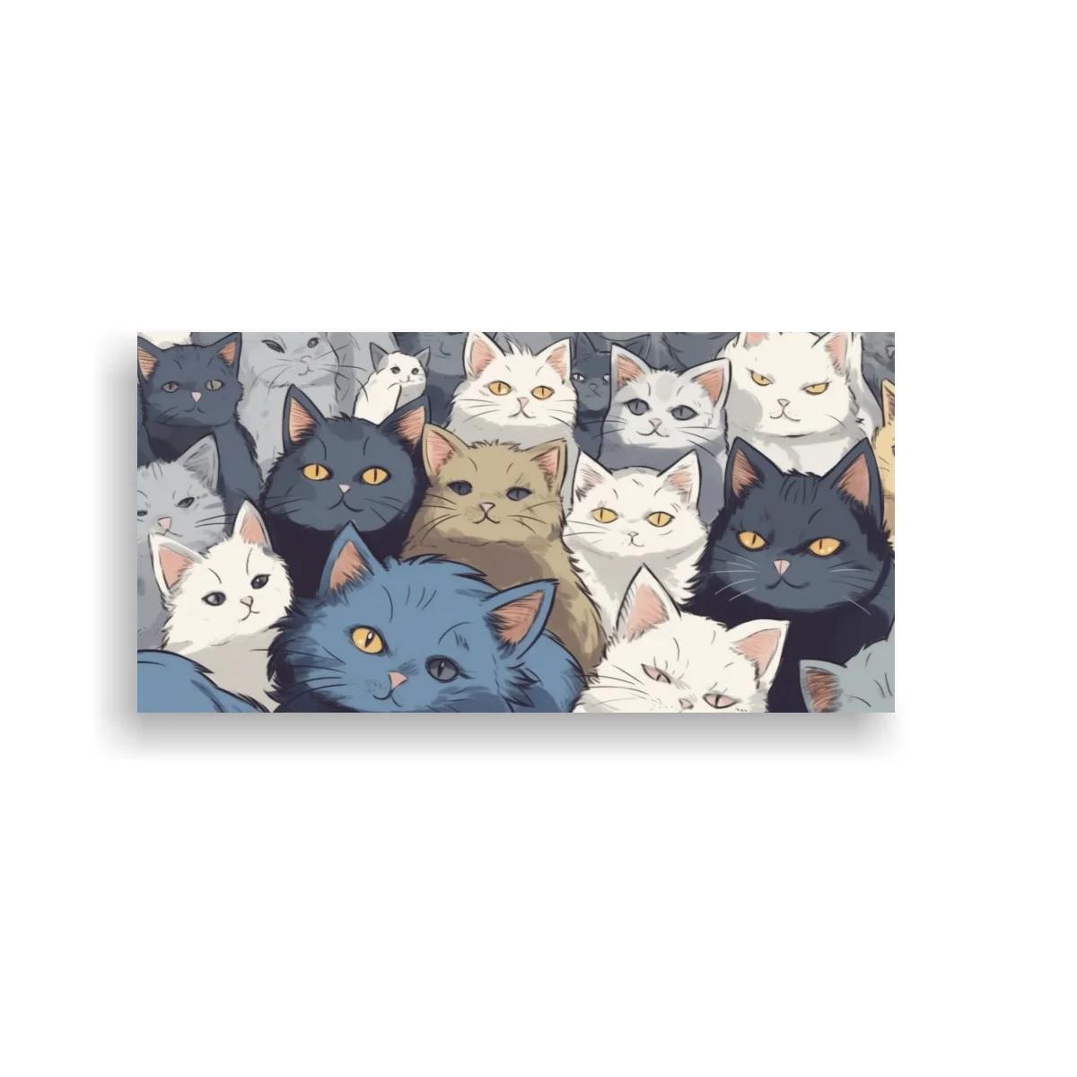 Cuadro grupo de gatos con rostros superpuestos