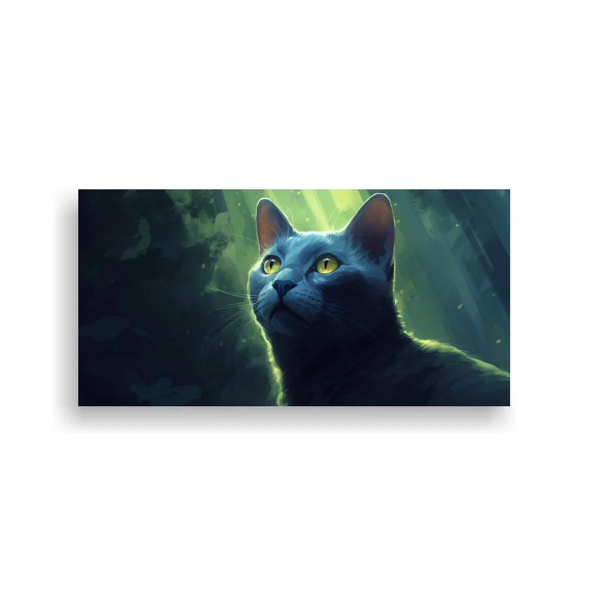 Cuadro gato negro de ojos amarillos con luz suave — imagen principal