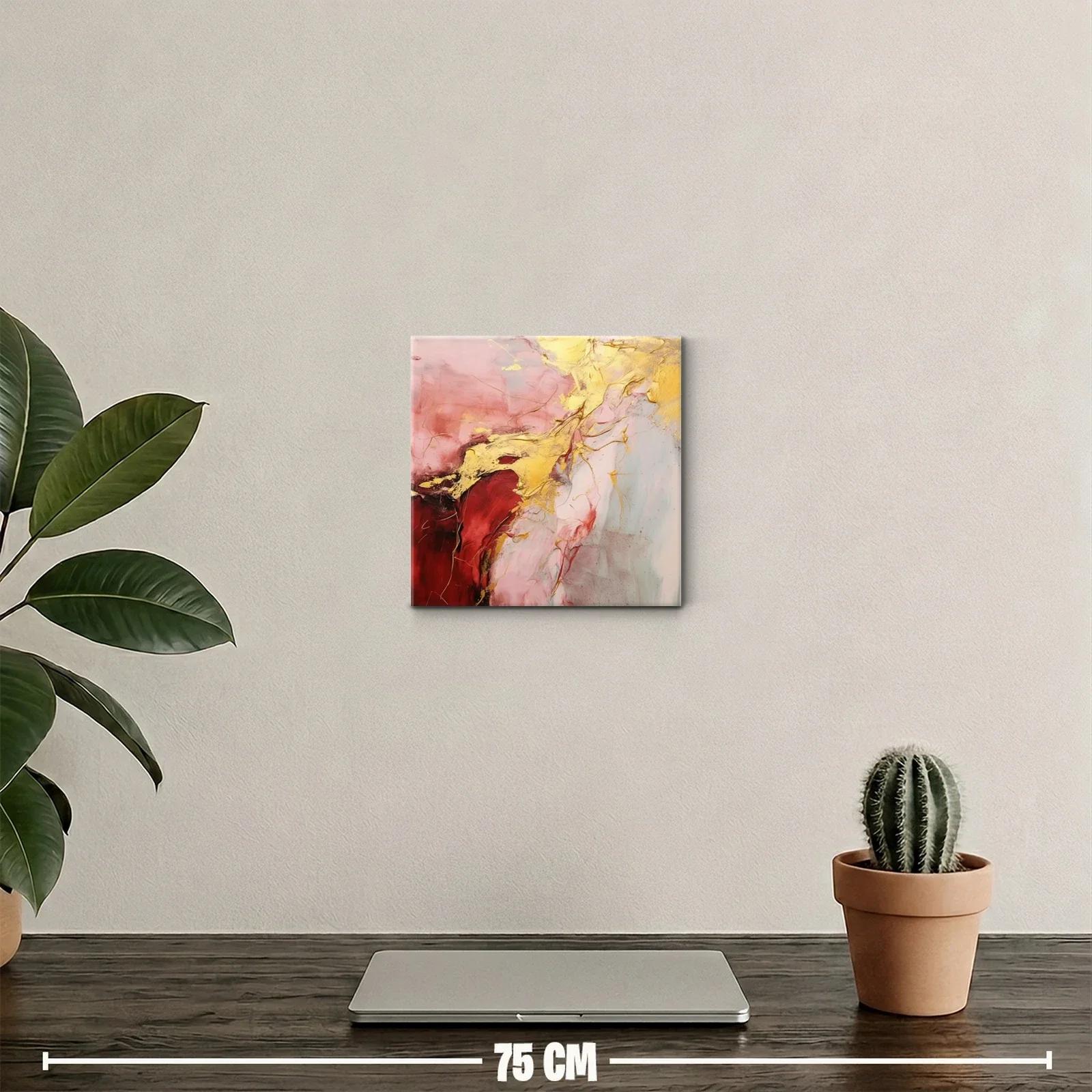 Cuadro decorativo de arte abstracto con tonos cálidos y dorados — miniatura 2