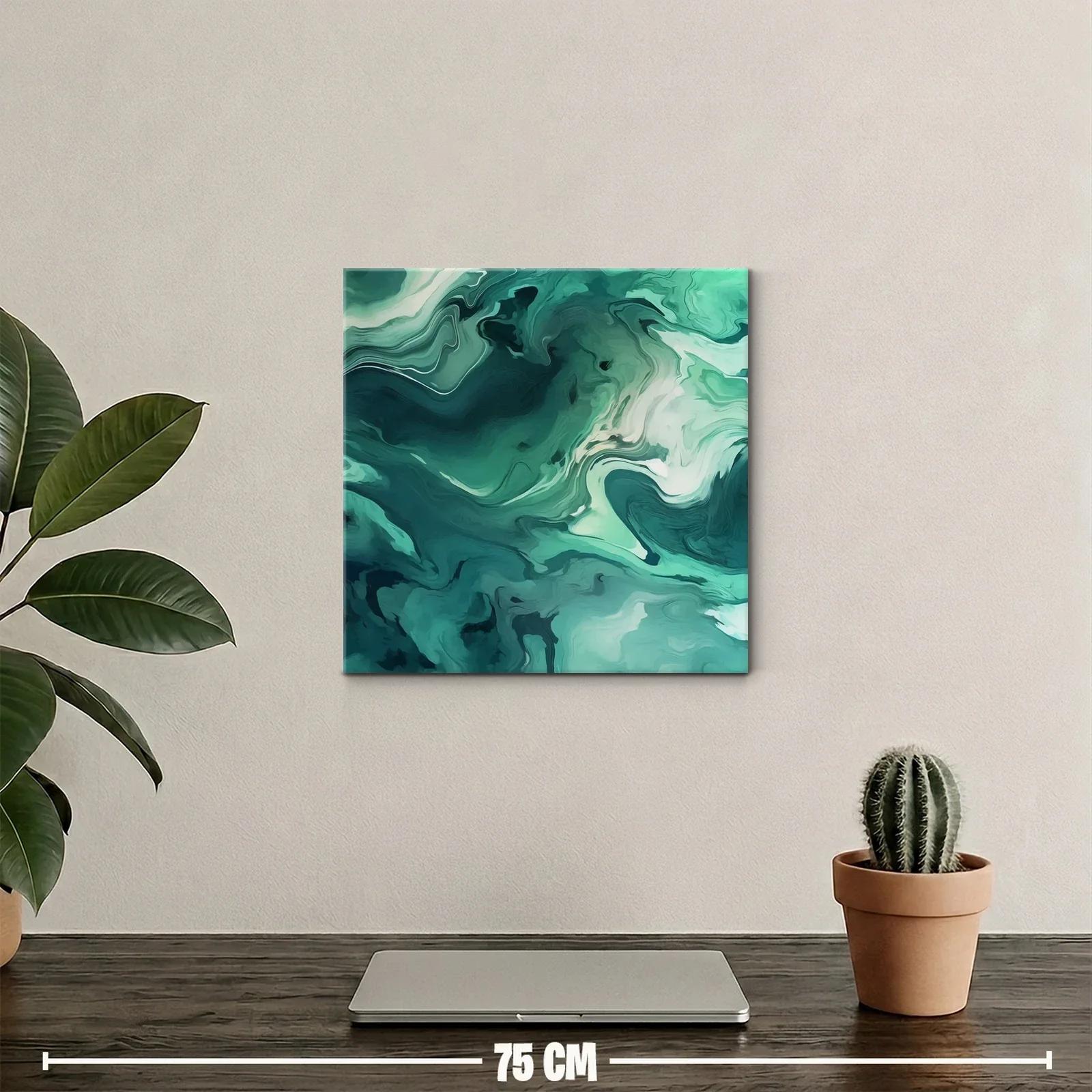 Composición abstracta en tonos verdes y azulados — miniatura 2