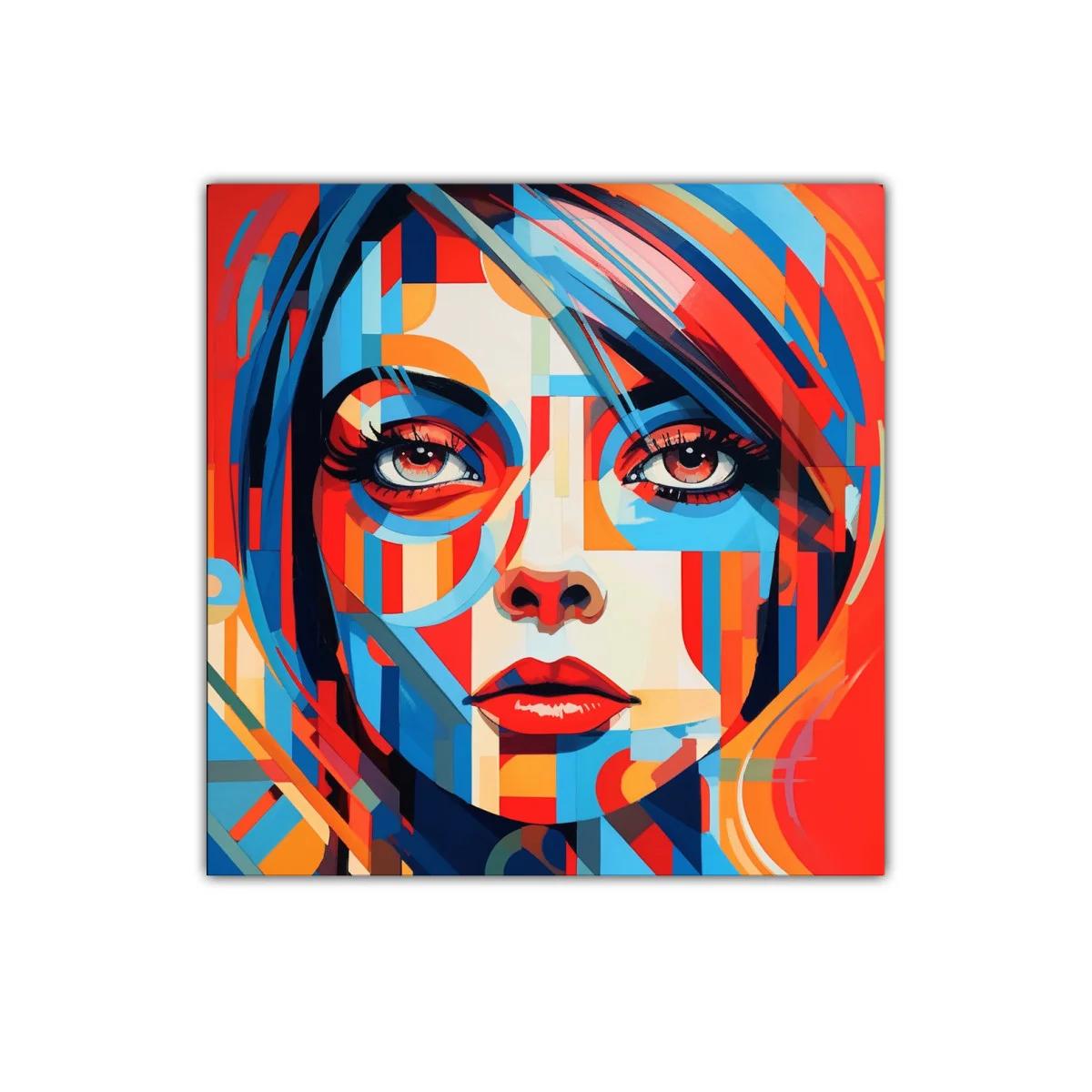 Retrato femenino vibrante con formas geométricas coloridas — imagen principal