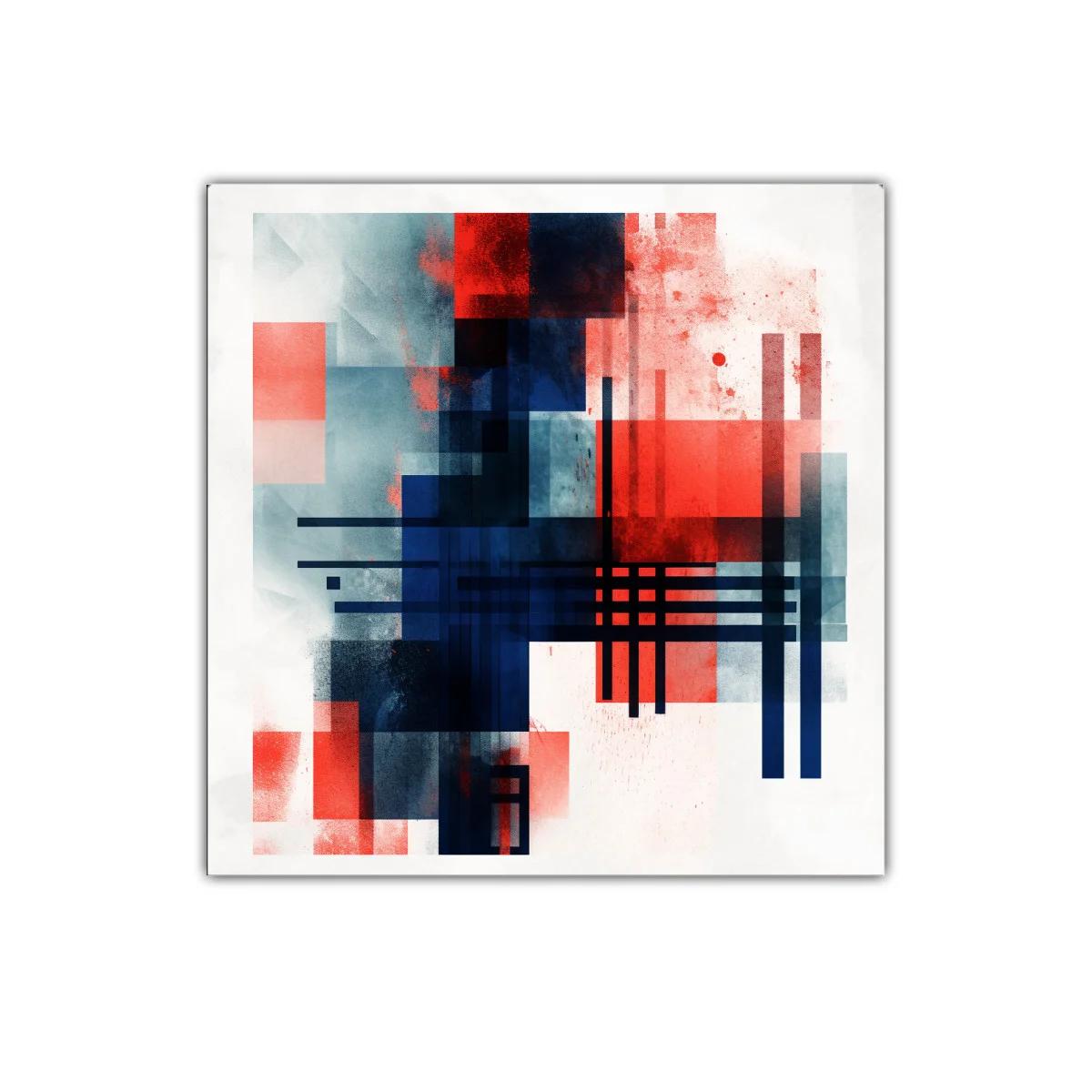 Composición geométrica con tonos rojos y azules intensos — imagen principal