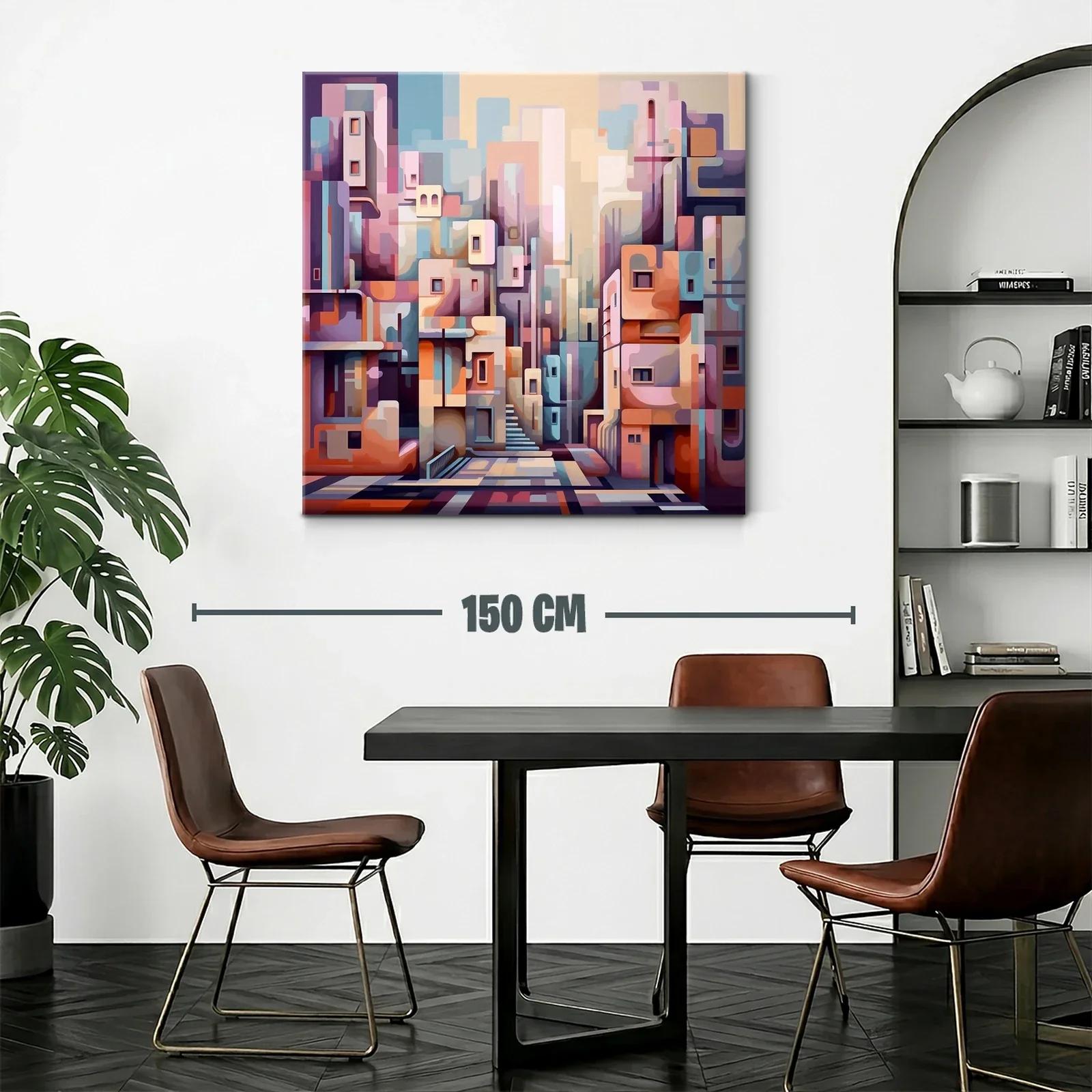 Composición urbana abstracta en tonos pastel y cálidos — miniatura 2