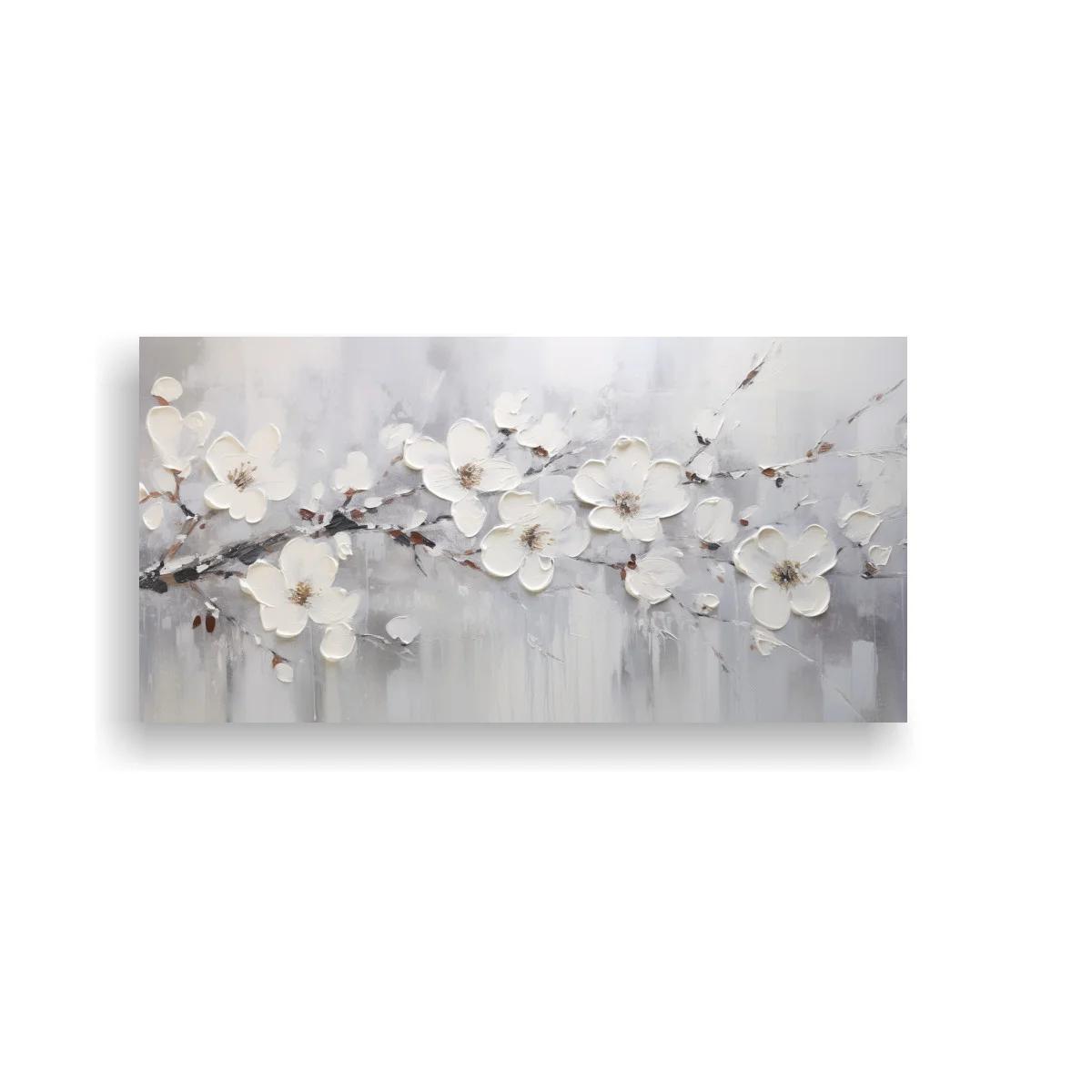 Cuadro flores blancas de cerezo con goteos verticales