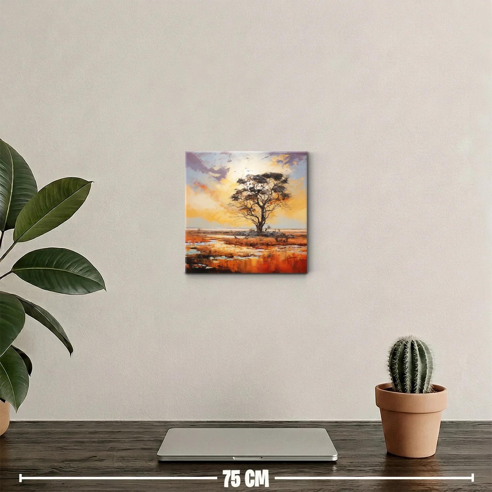 Solitaria silueta de árbol al atardecer en paisaje abierto — miniatura 2