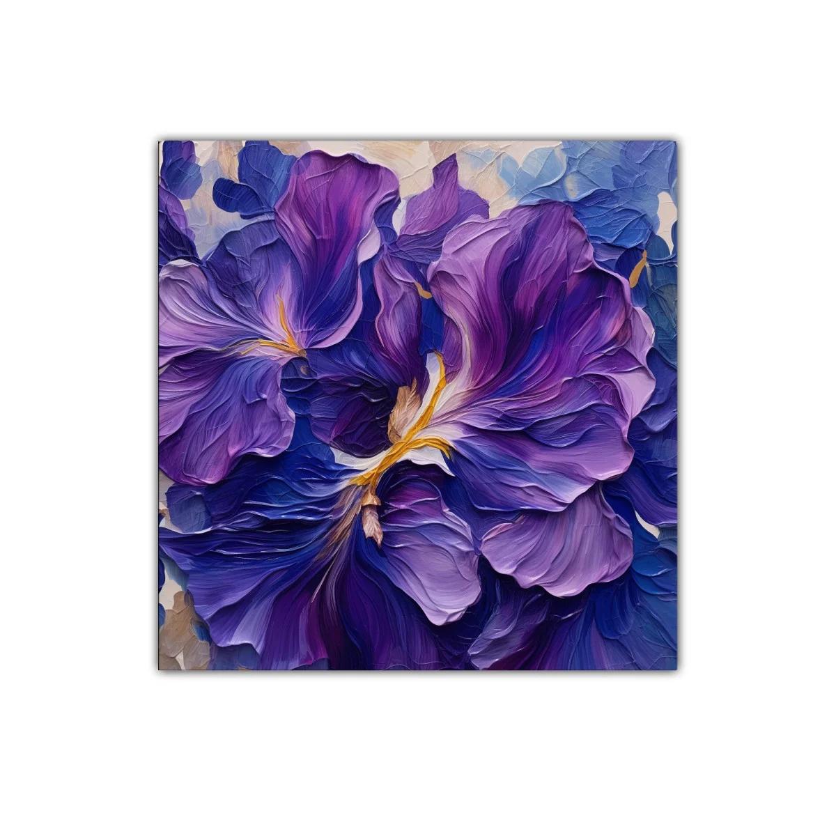 Cuadro floral en tonos morados vibrantes para decoración
