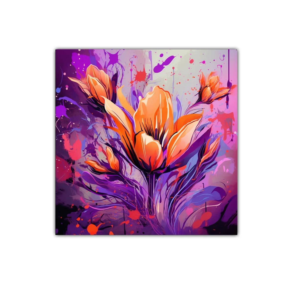 Flores vibrantes en tonos cálidos y morados intensos — imagen principal