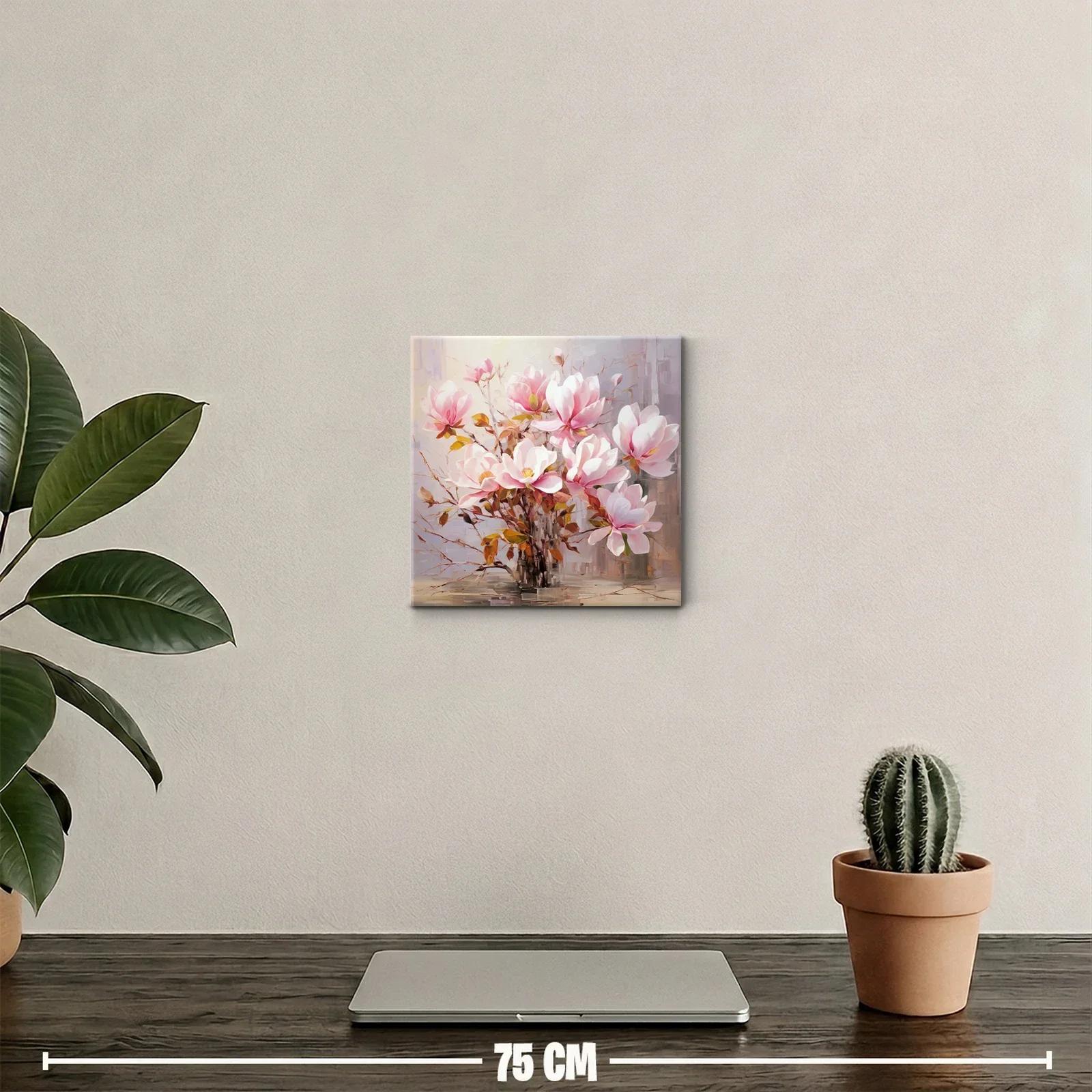 Cuadro con delicadas flores rosadas y follaje otoñal — miniatura 2