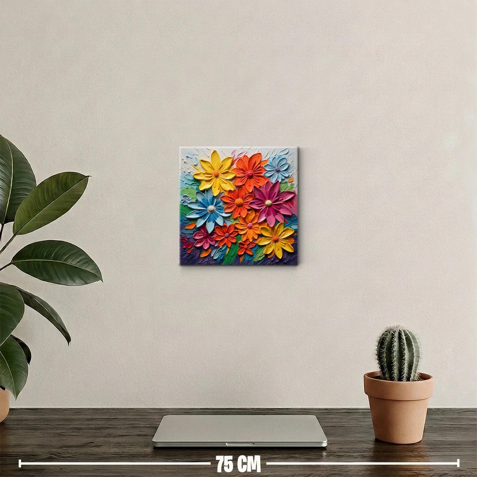Cuadro floral en colores vivos y textura 3D — miniatura 2