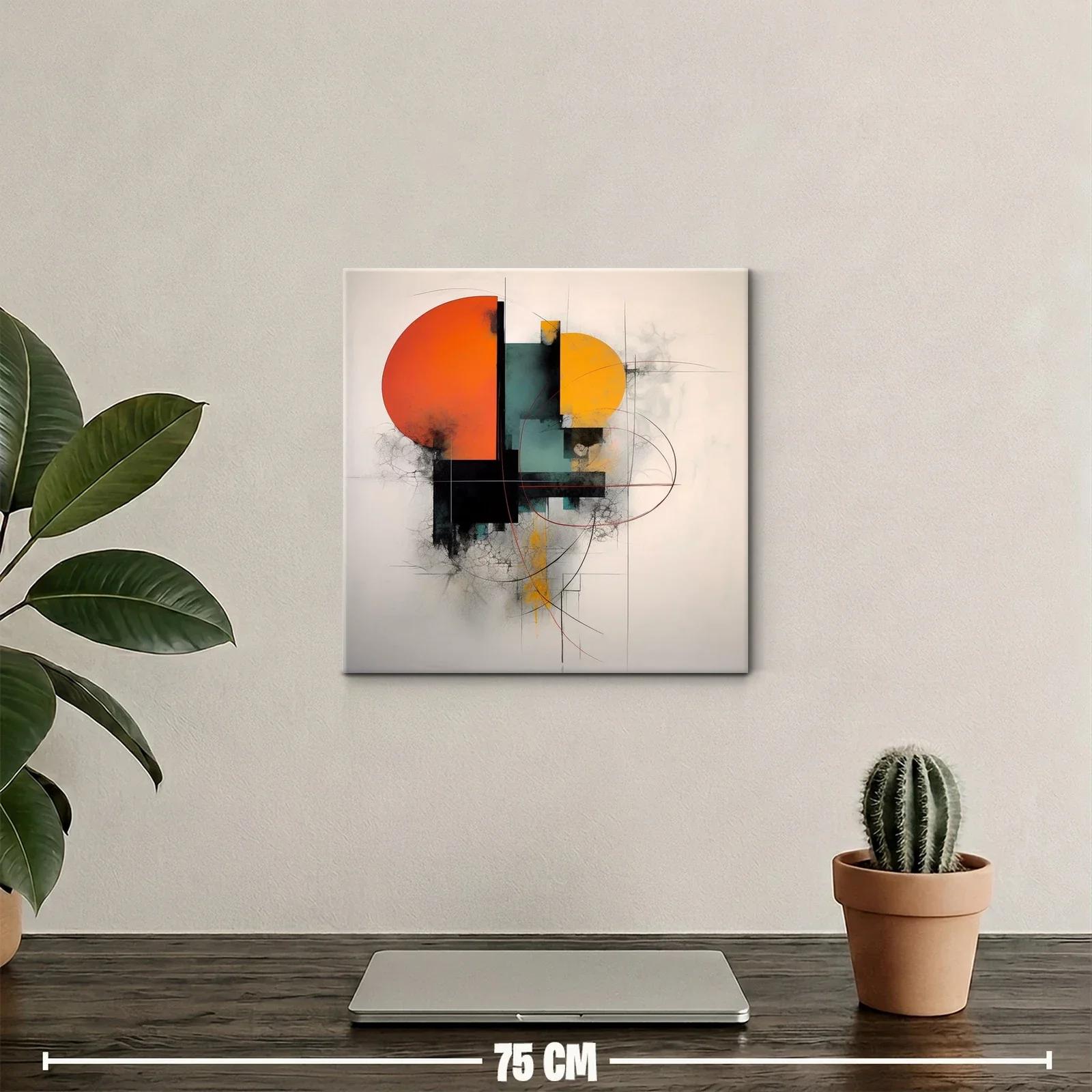 Cuadro abstracto con formas geométricas en tonos cálidos — miniatura 2