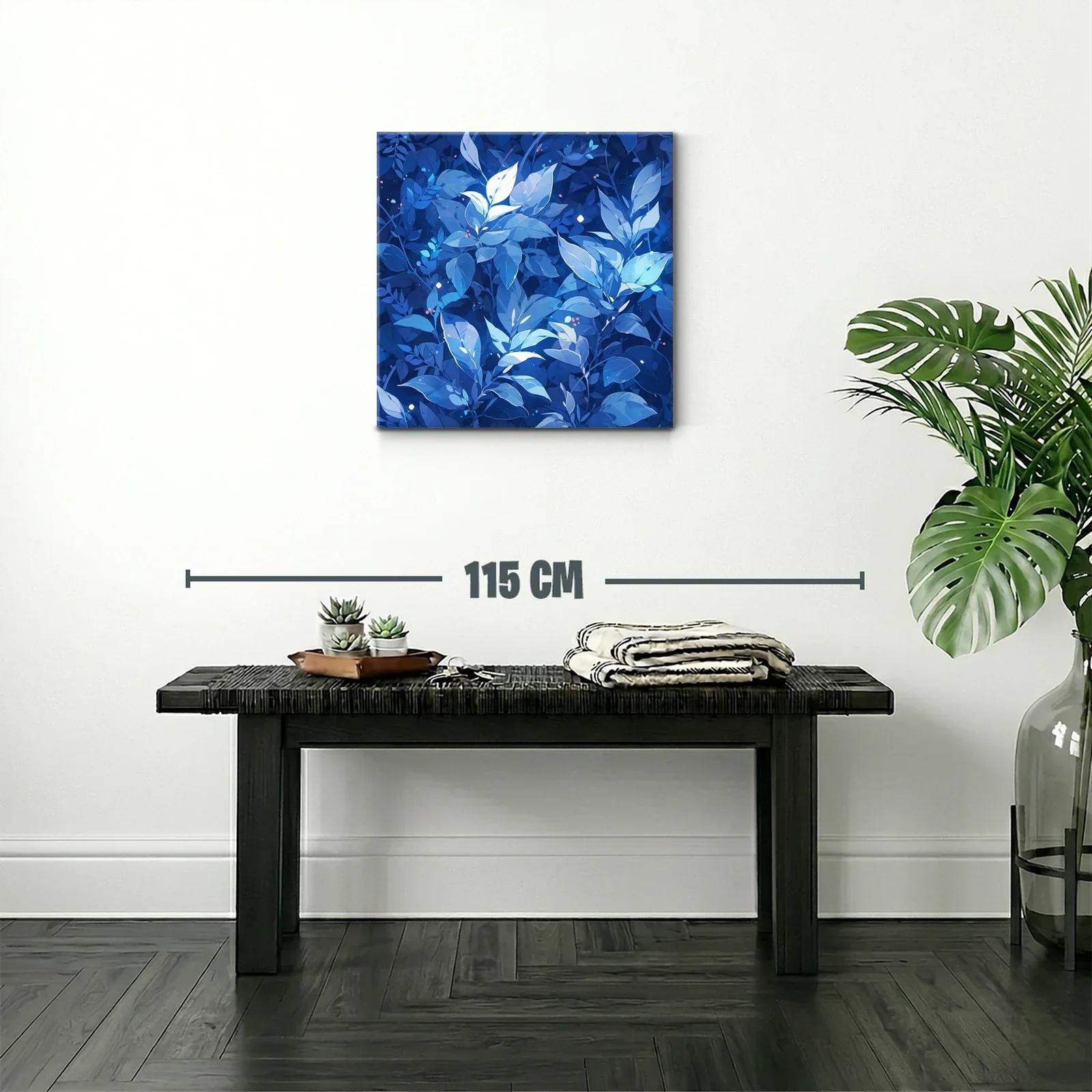 Hoja azul brillante sobre fondo oscuro con detalles luminosos — miniatura 2