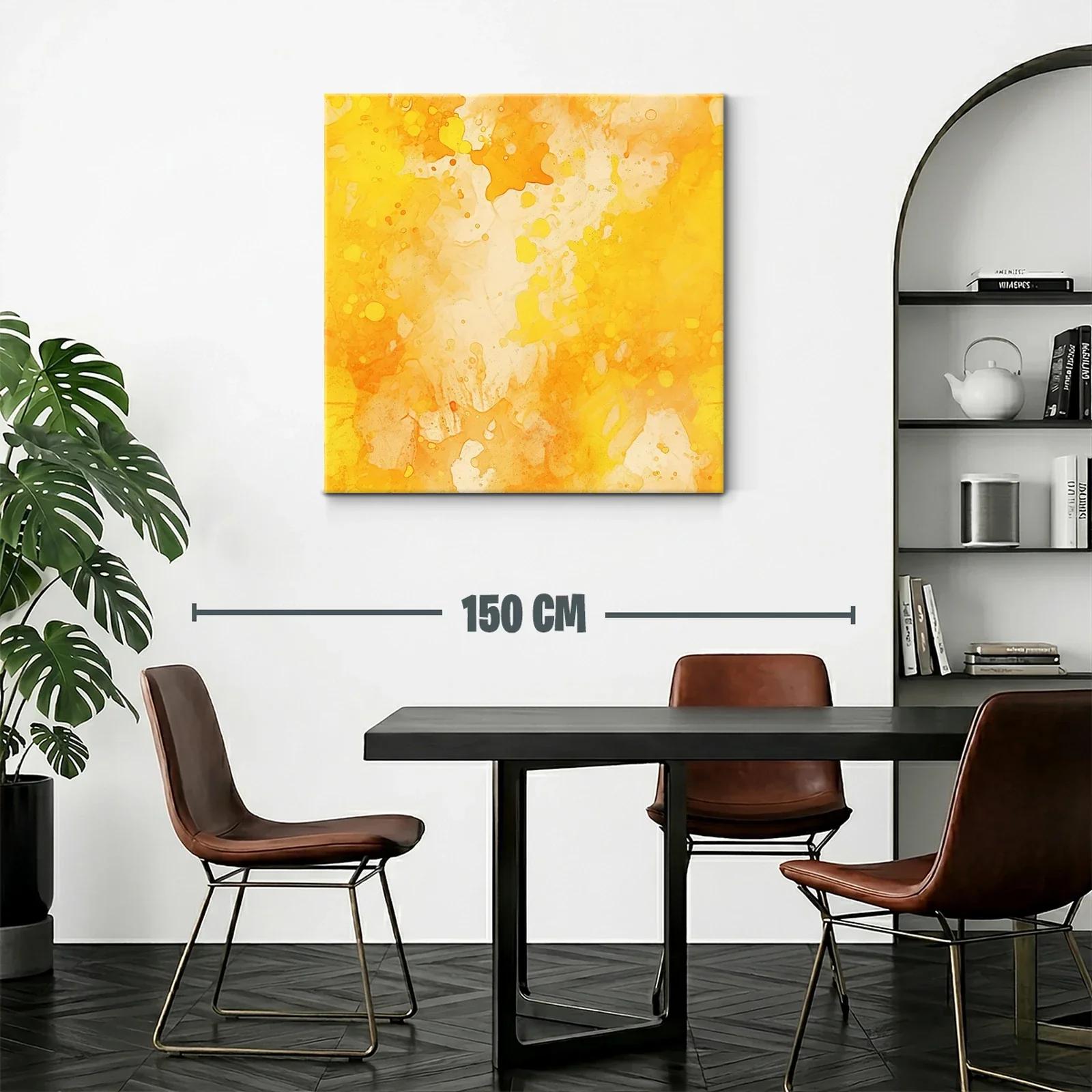 Cuadro abstracto en tonos cálidos amarillos y naranjas — miniatura 2