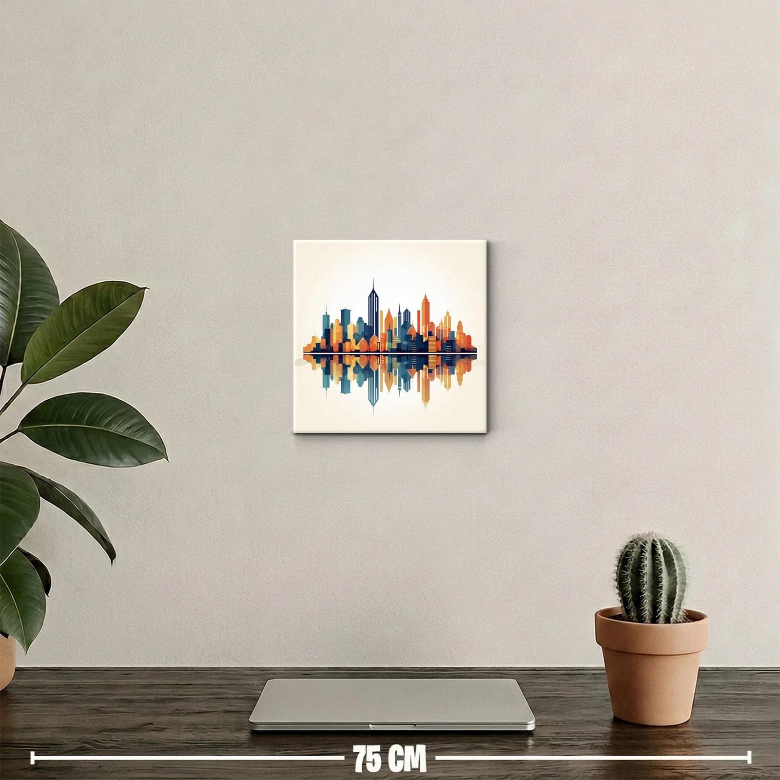 Ciudad moderna reflejada con colores cálidos y fríos — miniatura 2