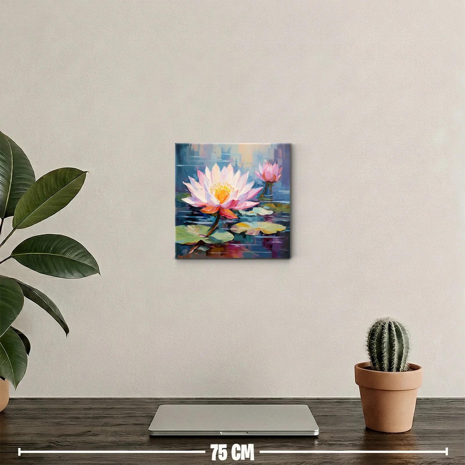 Flores de loto con pétalos vibrantes sobre el agua tranquila — miniatura 2