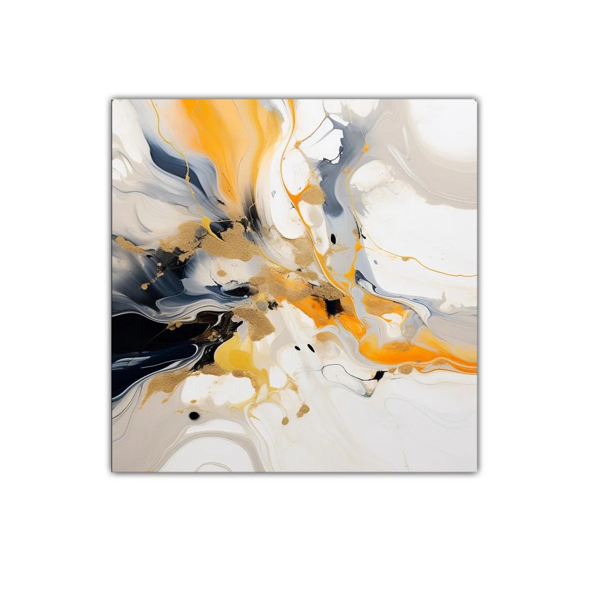 Cuadro abstracto con tonos dorados y naranjas vibrantes — imagen principal