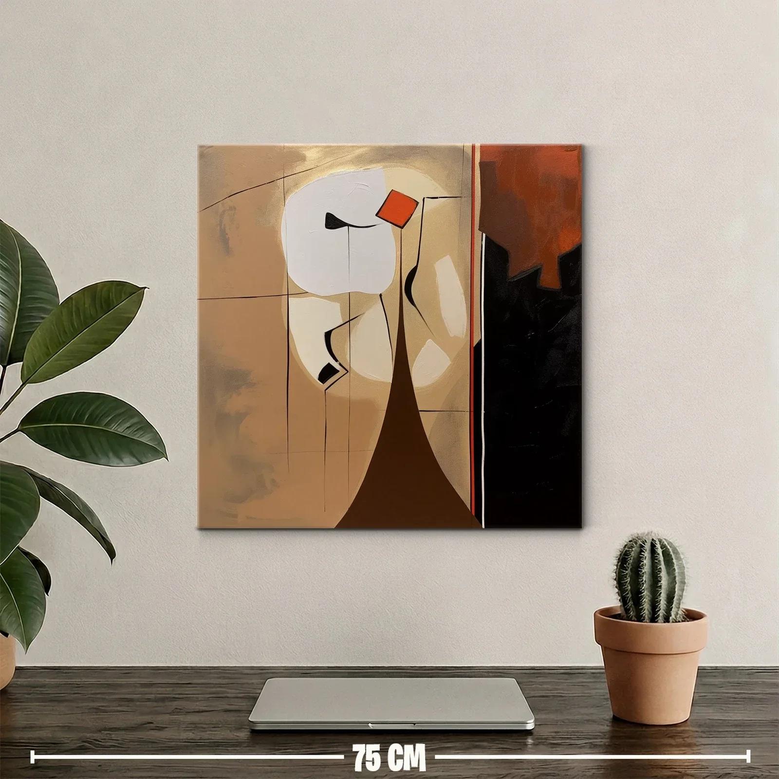 Cuadro abstracto con figuras geométricas y tonos cálidos — miniatura 2