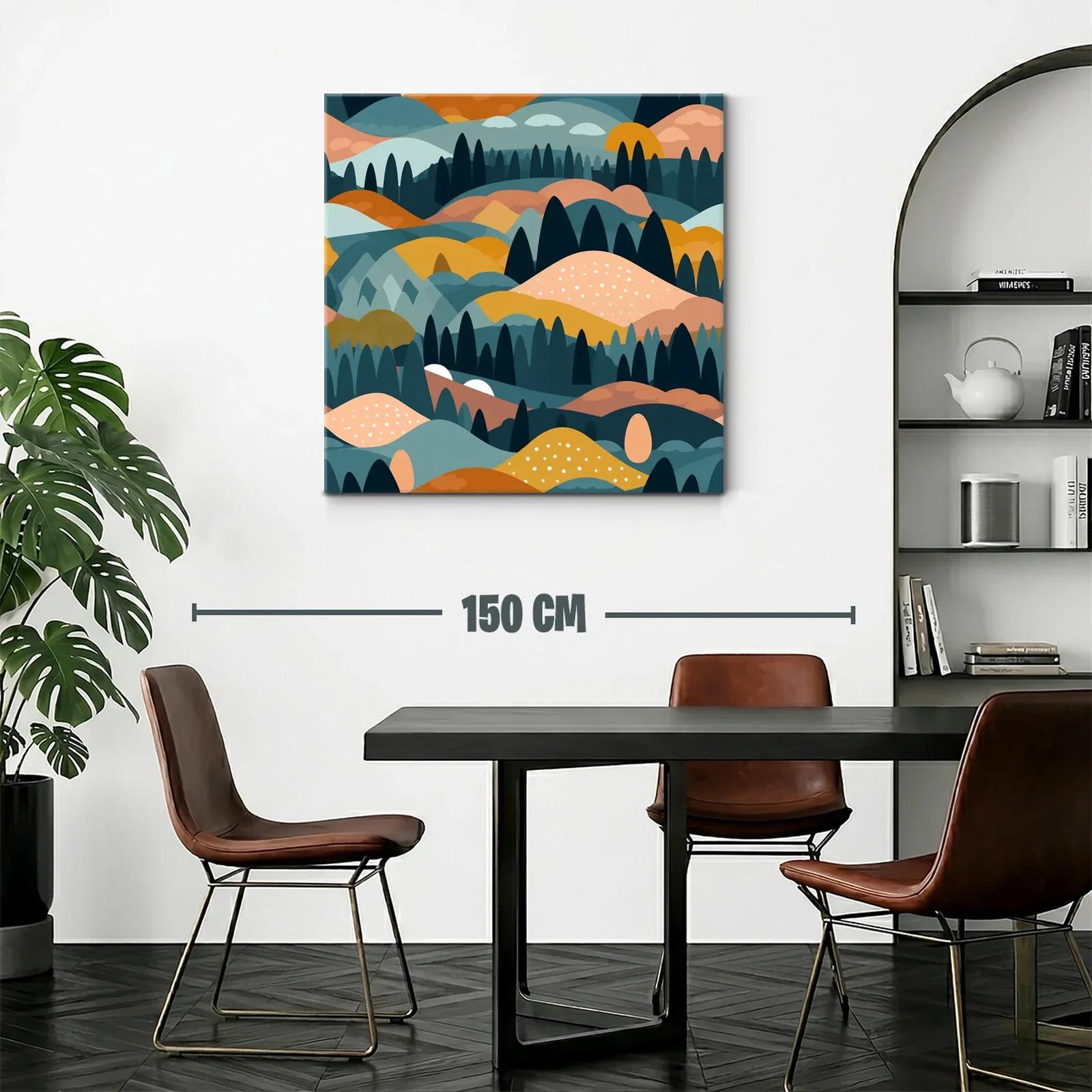 Paisaje abstracto de colinas y bosques en tonos cálidos — miniatura 2
