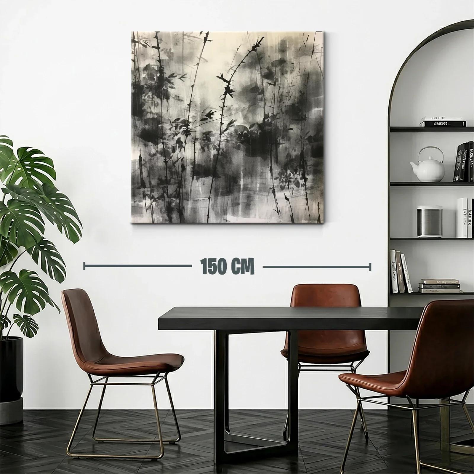 Arte abstracto con ramas en tonos grises y negros — miniatura 2