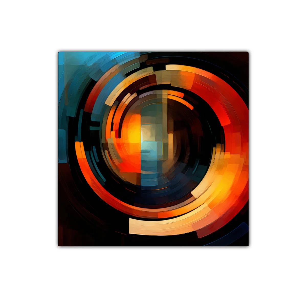 Composición abstracta circular con tonos cálidos y fríos — imagen principal