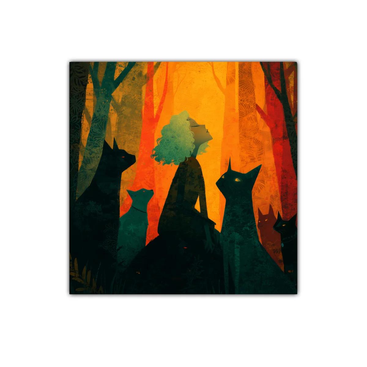 Figuras en el bosque bañado en luz dorada — imagen principal