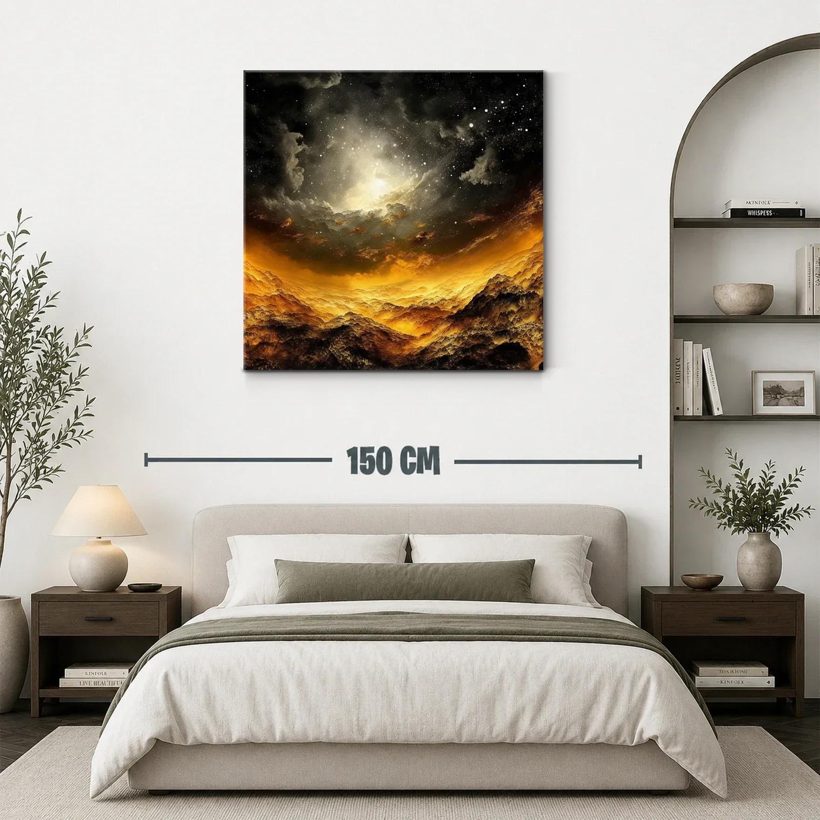 Paisaje cósmico con luces doradas y cielo estrellado — miniatura 3