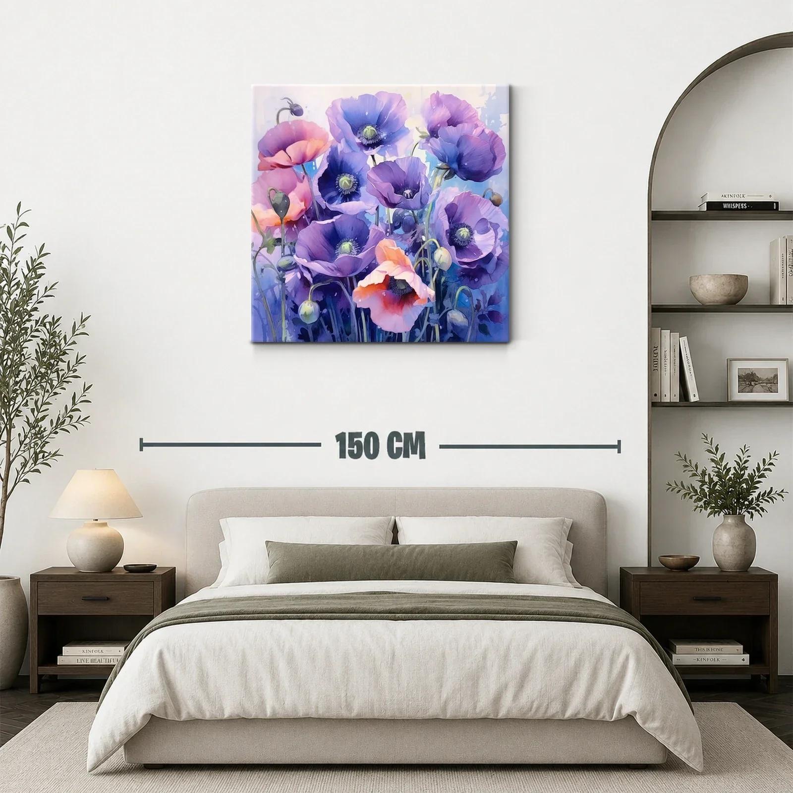 Cuadro con flores en tonos violetas y rosados vibrantes — miniatura 3
