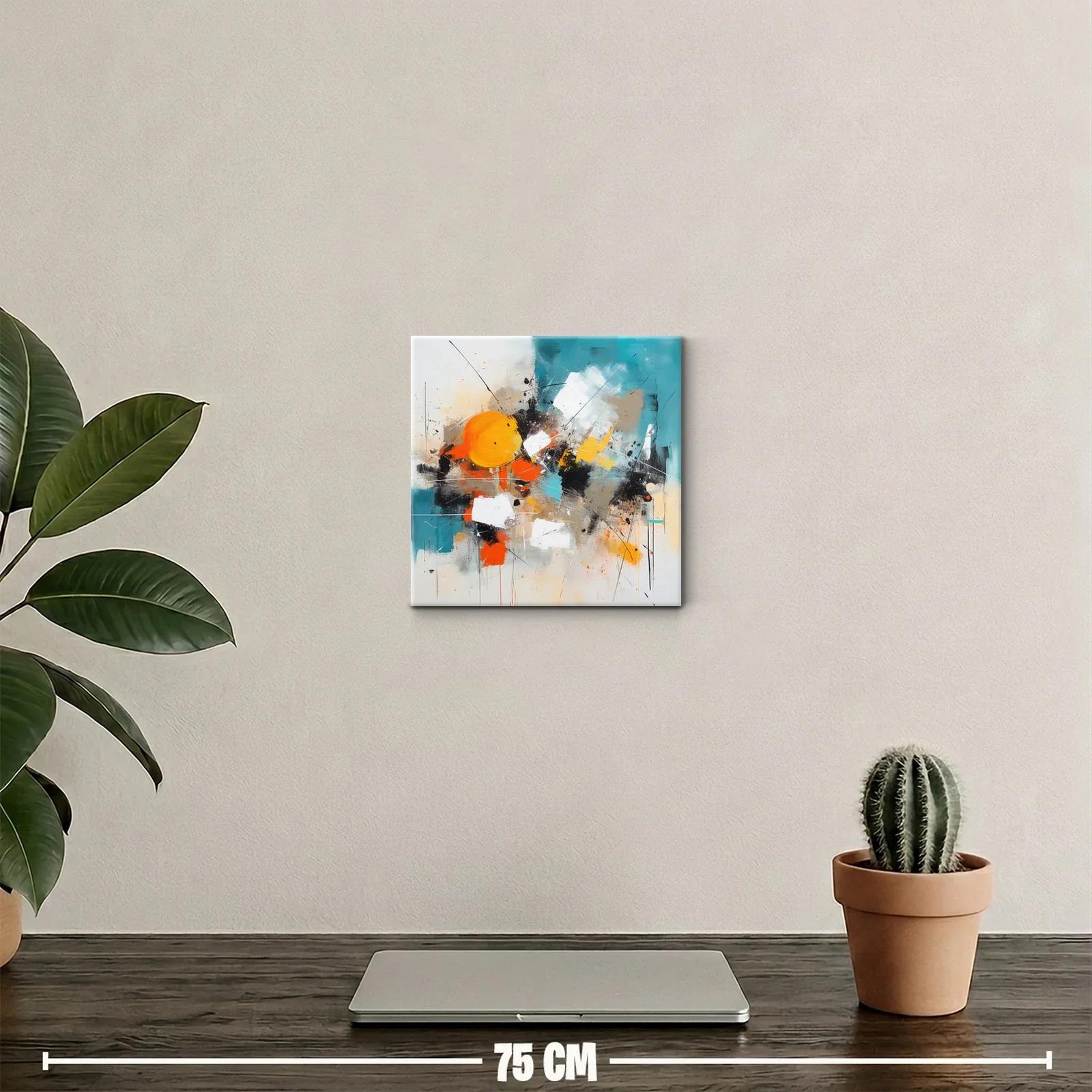 Cuadro abstracto con vibrantes tonos cálidos y fríos — miniatura 2