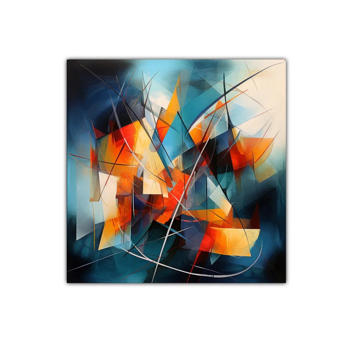 Cuadro abstracto con vibrantes contrastes de naranja y azul — imagen principal